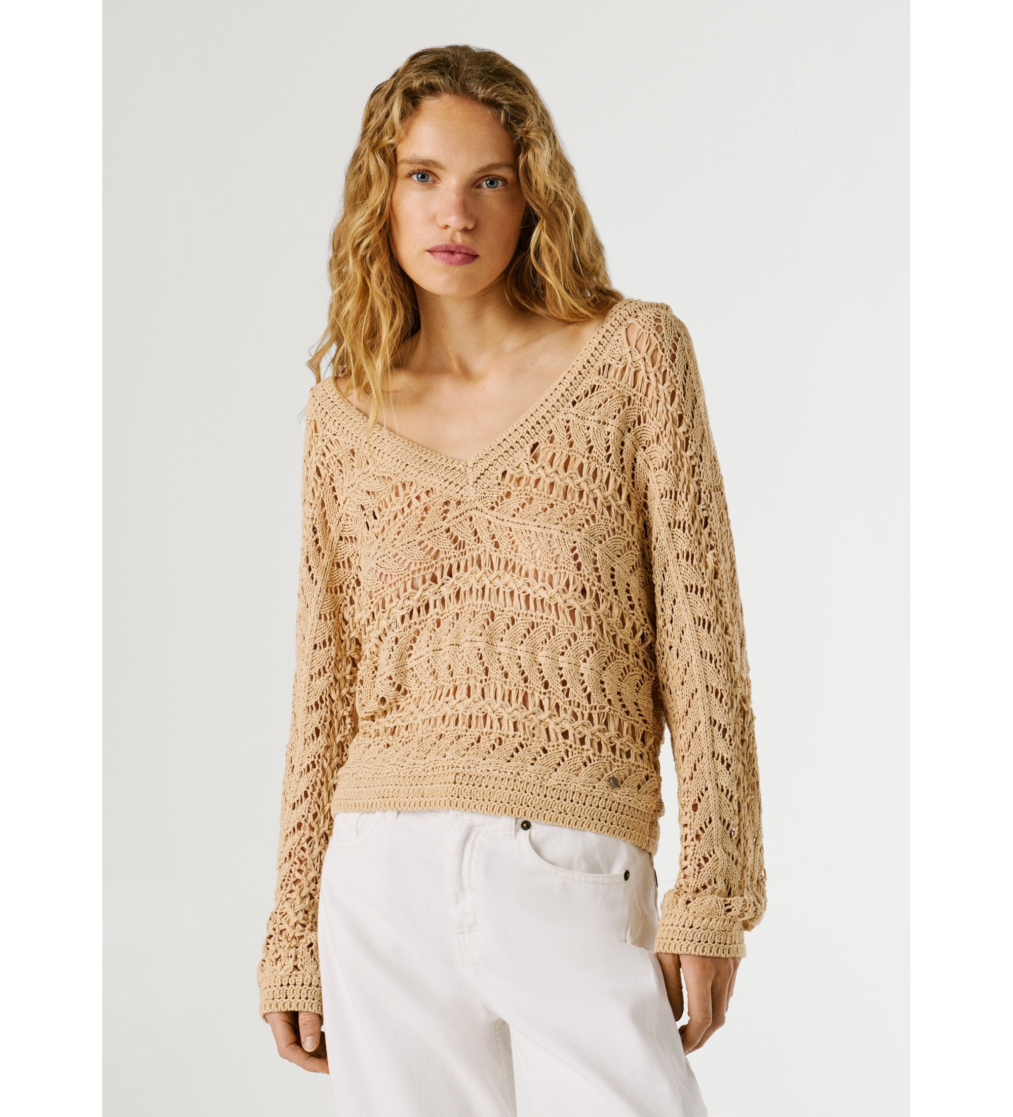 Pepe Jeans für Damen. PL7000113 Beigefarbener Kiana-Pullover (S), Lässig, Acryl