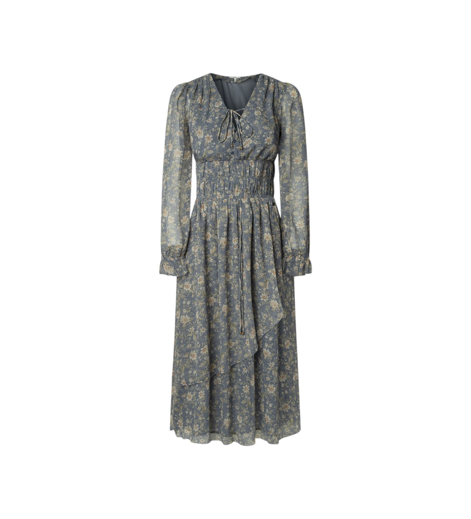Pepe Jeans für Damen. PL9537692 Livy Kleid blau (L), Lässig, Polyester, Langarm