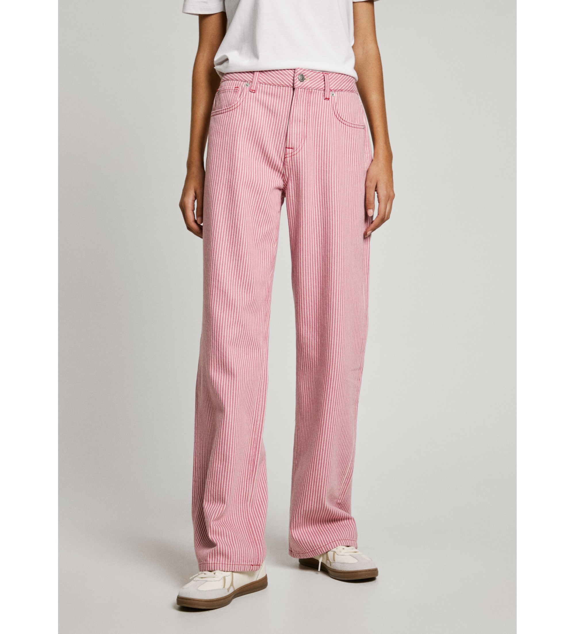 Pepe Jeans für Damen. PL204998 Jeans in lockerer Passform Stripe rosa (30/30), Lässig, Denim, Nachhaltig