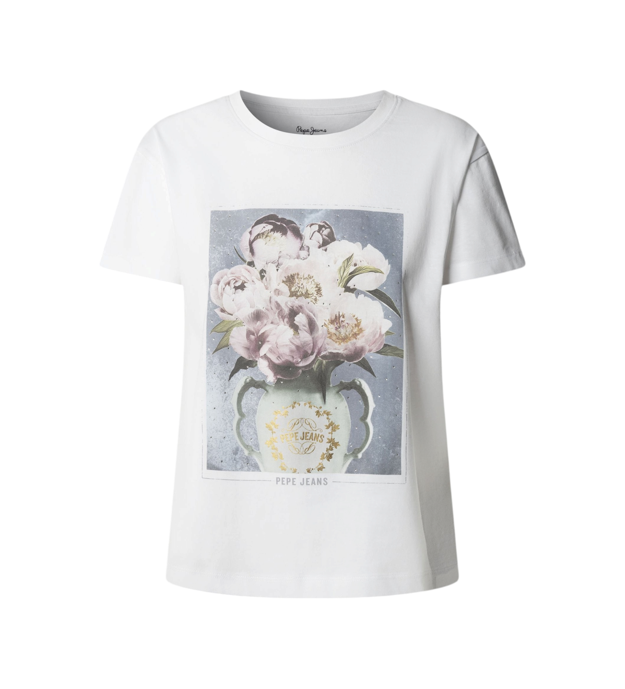 Pepe Jeans für Damen. PL5000181 Magina T-shirt weiß (L), Lässig, Baumwolle, Kurzarm