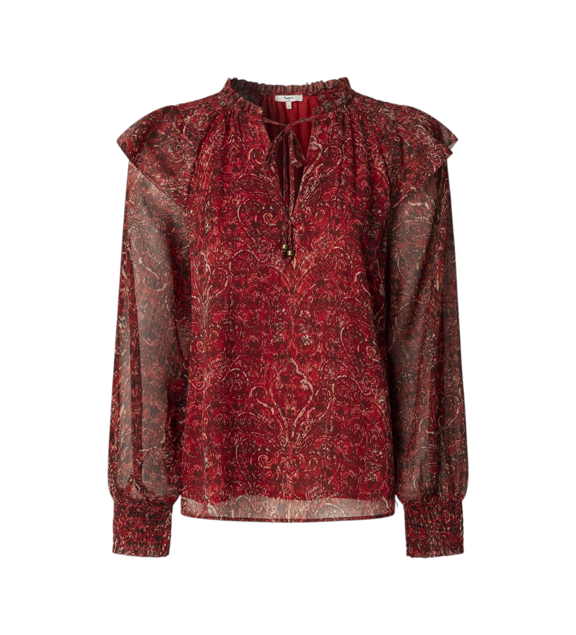 Pepe Jeans für Damen. PL3051270 Bluse Mar rot (L), Lässig, Baumwolle, Langarm