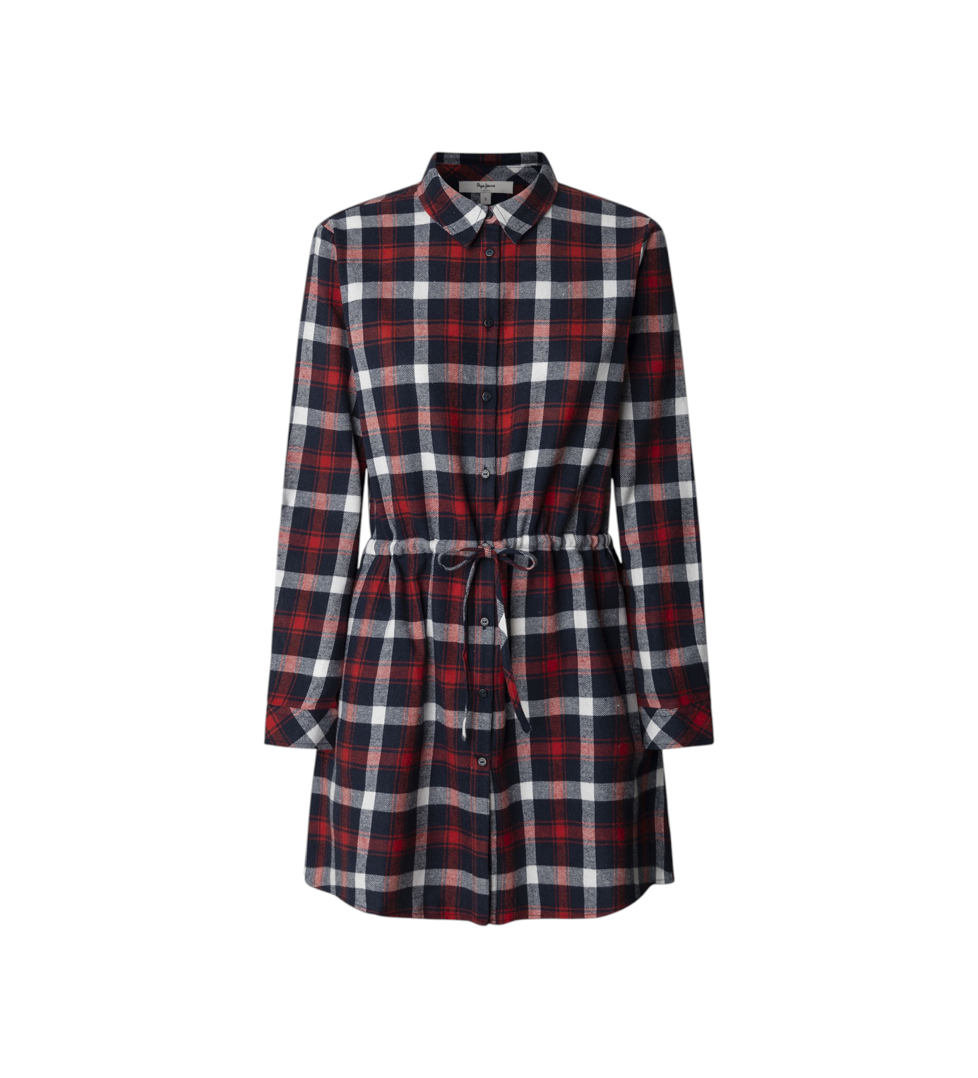 Pepe Jeans für Damen. PL9537750 Marina rotes Kleid (S), Lässig, Baumwolle, Langarm