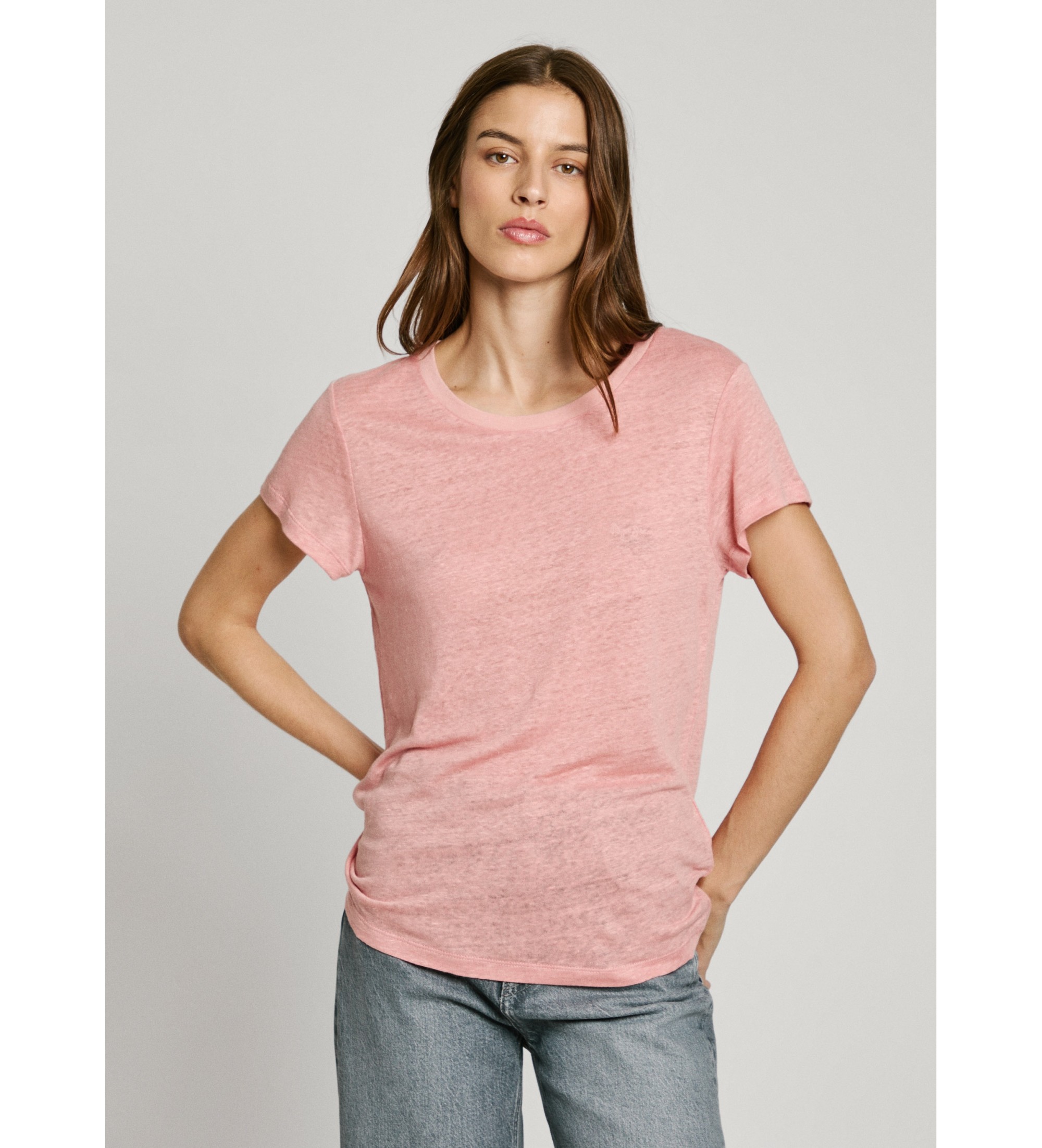 Pepe Jeans für Damen. PL506049 Megan Kurzarm T-Shirt rosa (S), Lässig, Baumwolle, Nachhaltig