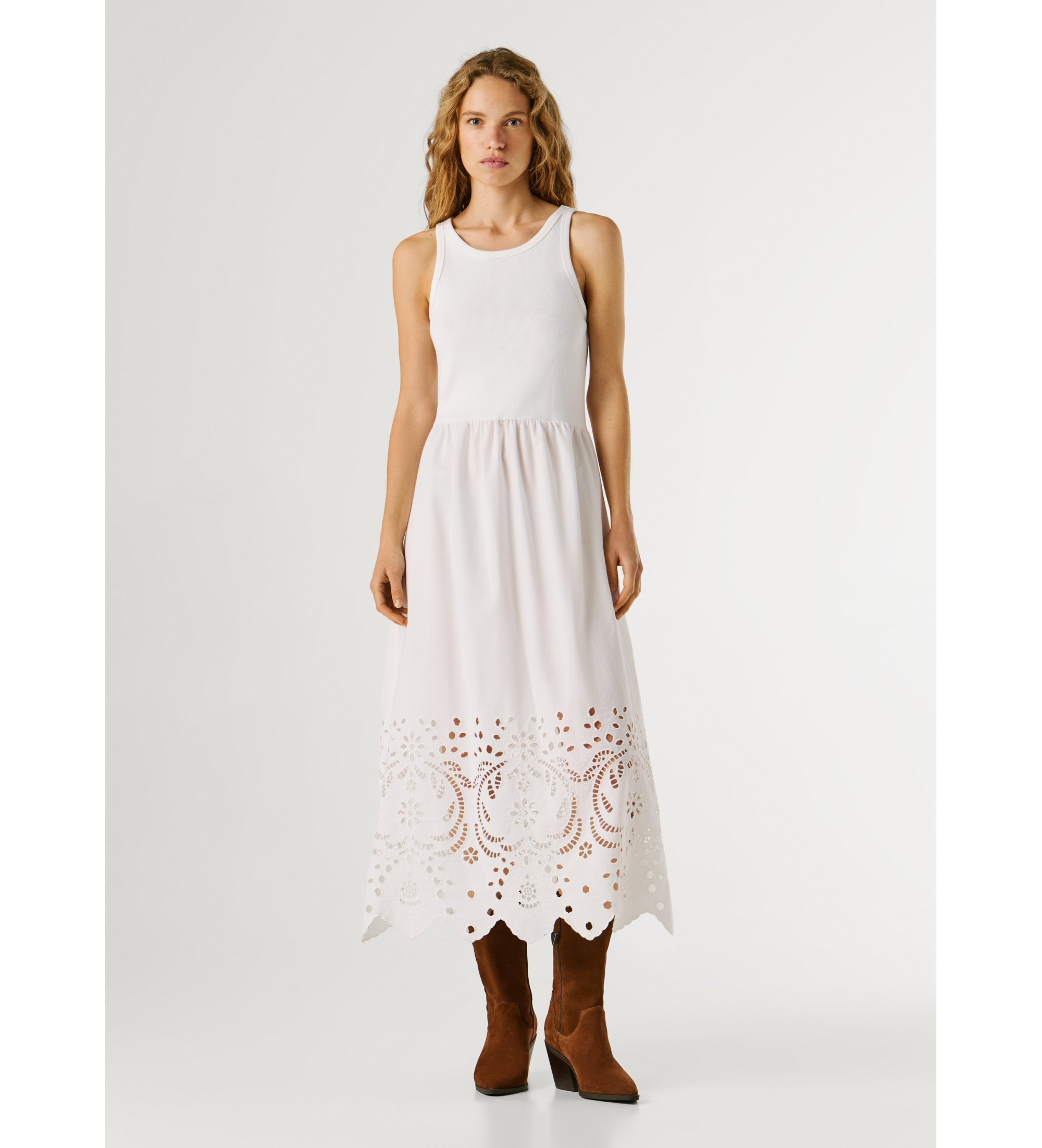 Pepe Jeansvoor vrouwen. PL9537807 Naomi jurk wit (M), Casual, Katoen, Mouwloos / spaghettibandjes