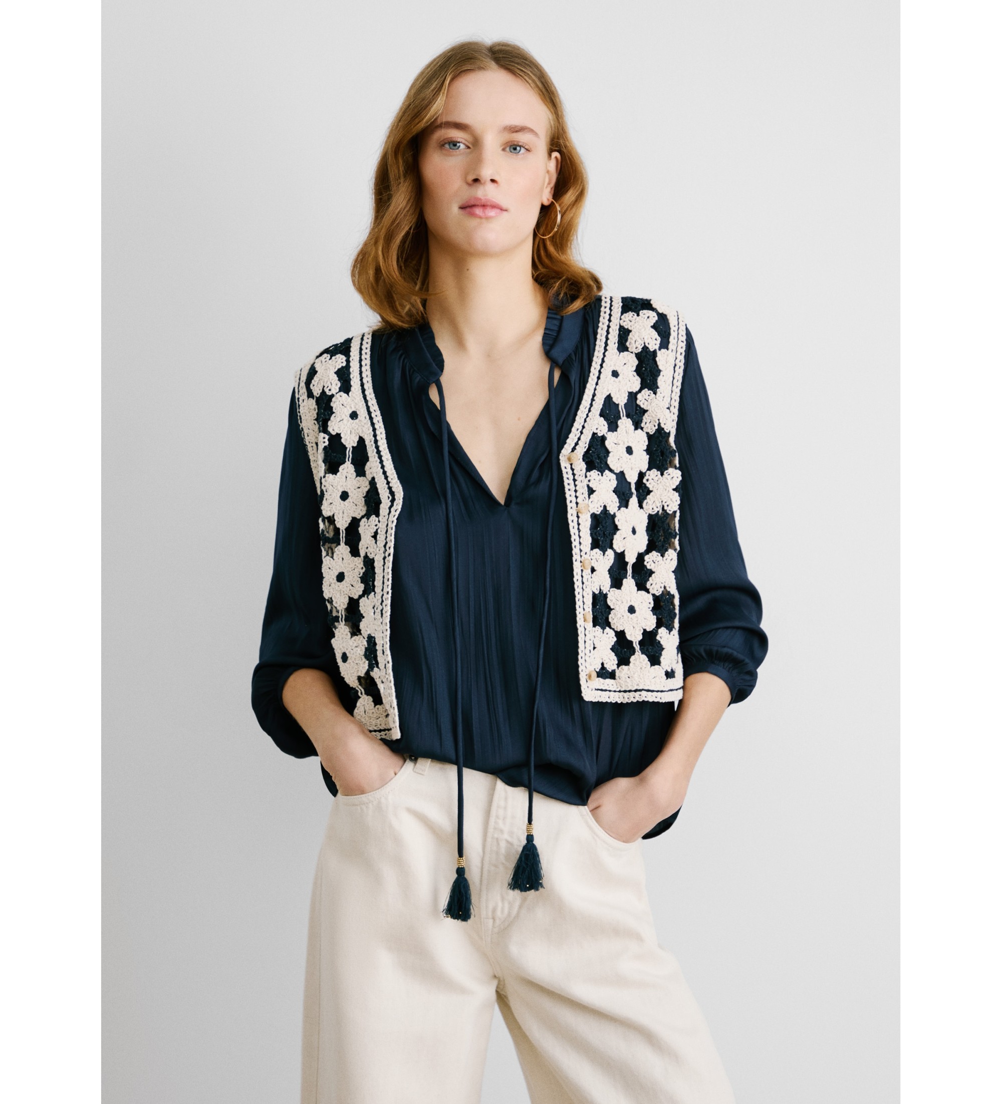 Pepe Jeans für Damen. PL702292 Weste Olivia off-white ecru (M), Weiß, Lässig, Baumwolle