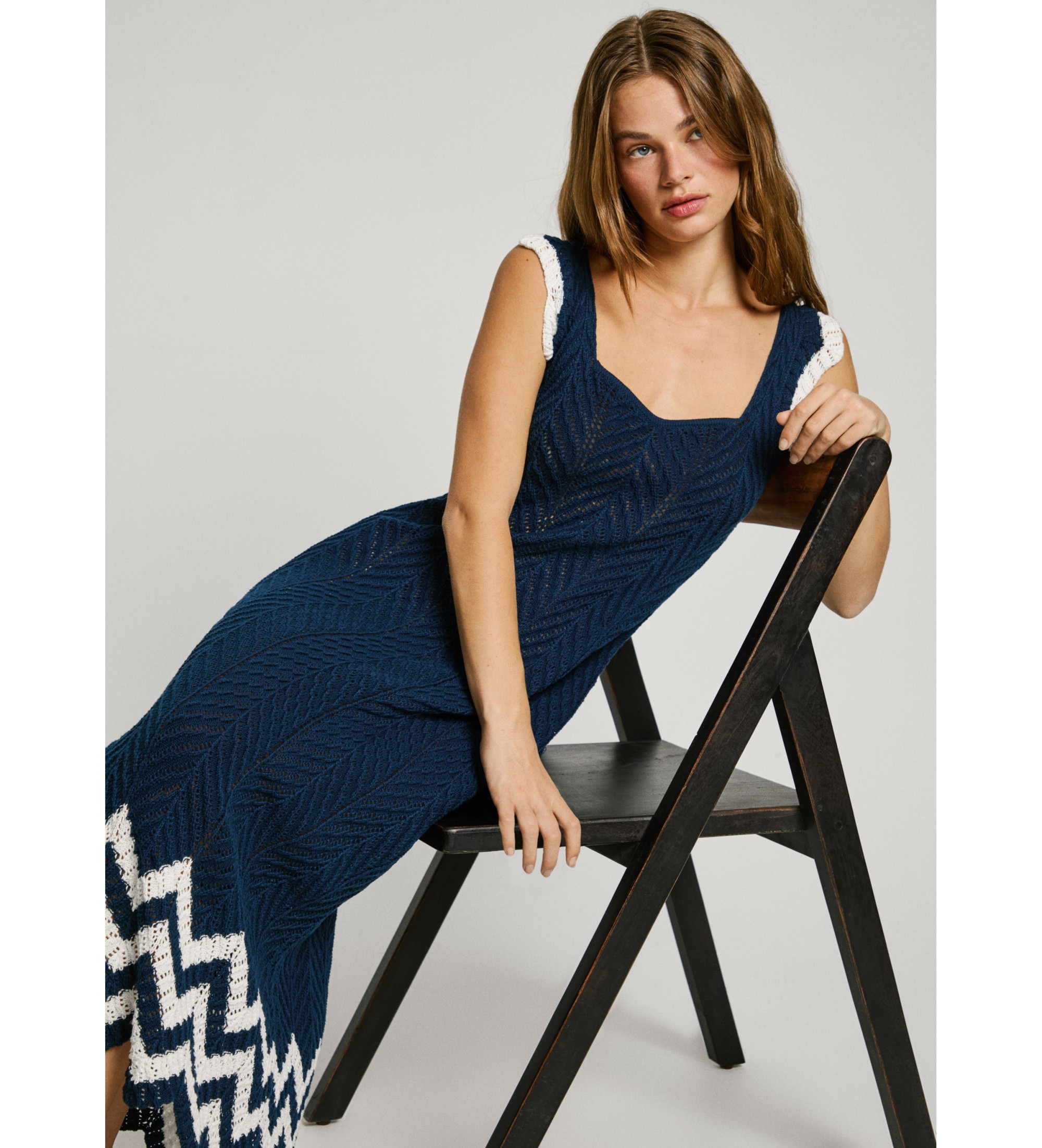 Pepe Jeans für Damen. PL953717 Ollie Kleid navy (M), Lässig, Ärmellos / Hosenträger, Nachhaltig, Marine