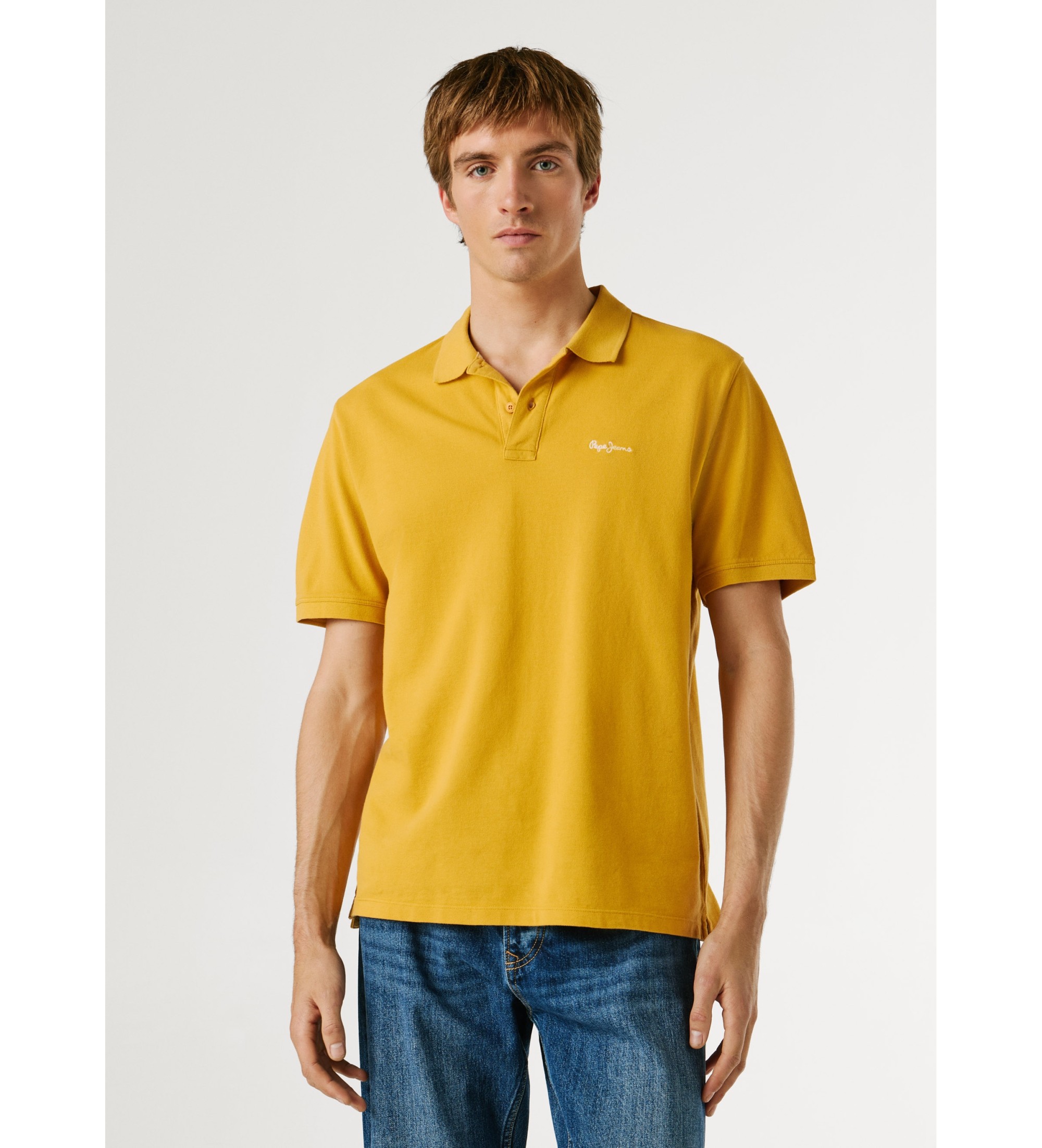 Pepe Jeansvoor mannen. PM5400087 Oscar mosterd polo (L), Casual, Katoen, Korte mouwen