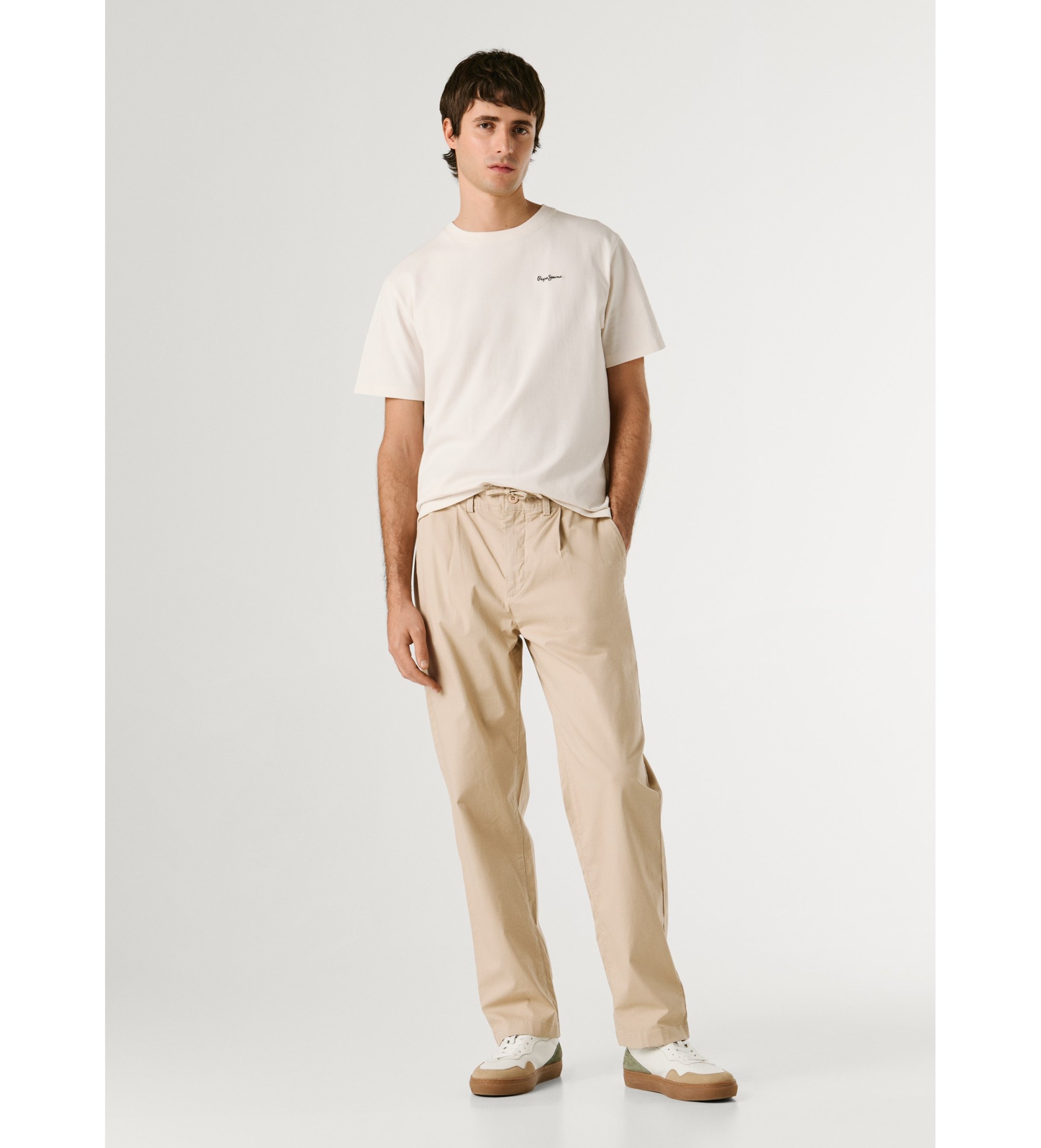 Pepe Jeansvoor mannen. PM2100076 Relaxte losse broek in popeline (36), Beige, Casual, Katoen