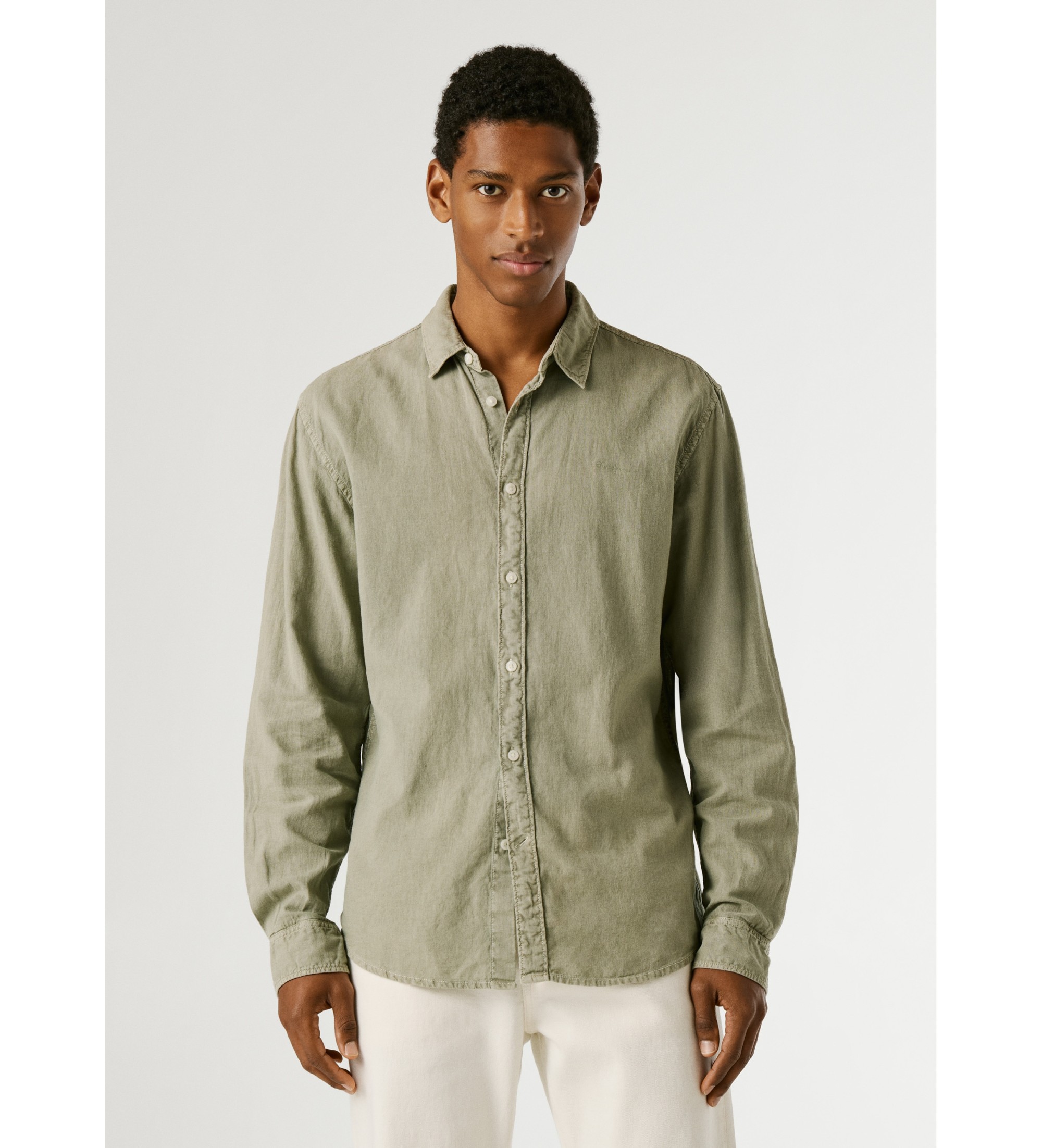 Pepe Jeansvoor mannen. PM3091192 Payton groen shirt (XXL), Casual, Vlas, Lange mouwen