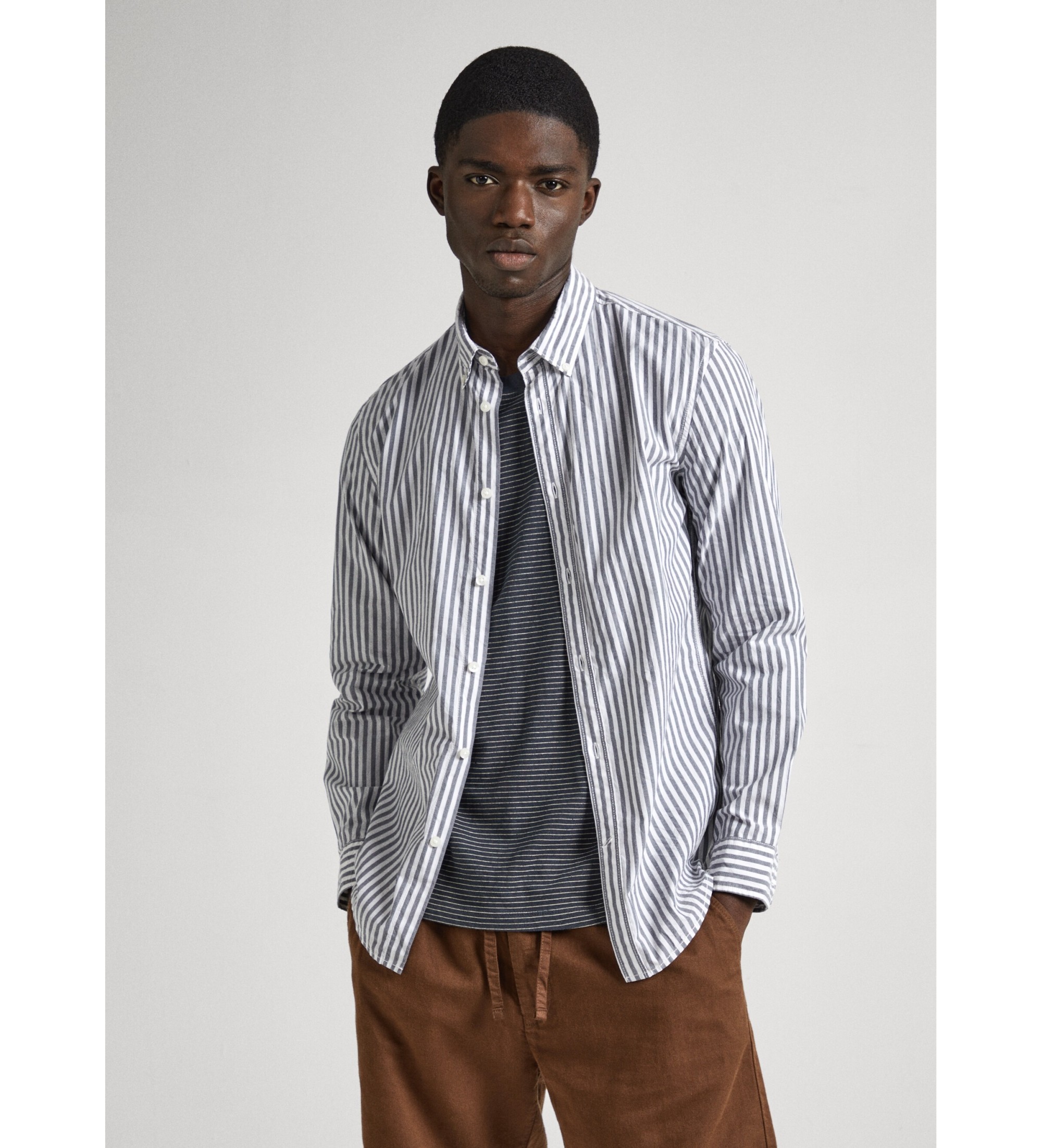 Pepe Jeansvoor mannen. PM308503 Pigdon grijs overhemd (XXL), Casual, Katoen, Lange mouwen