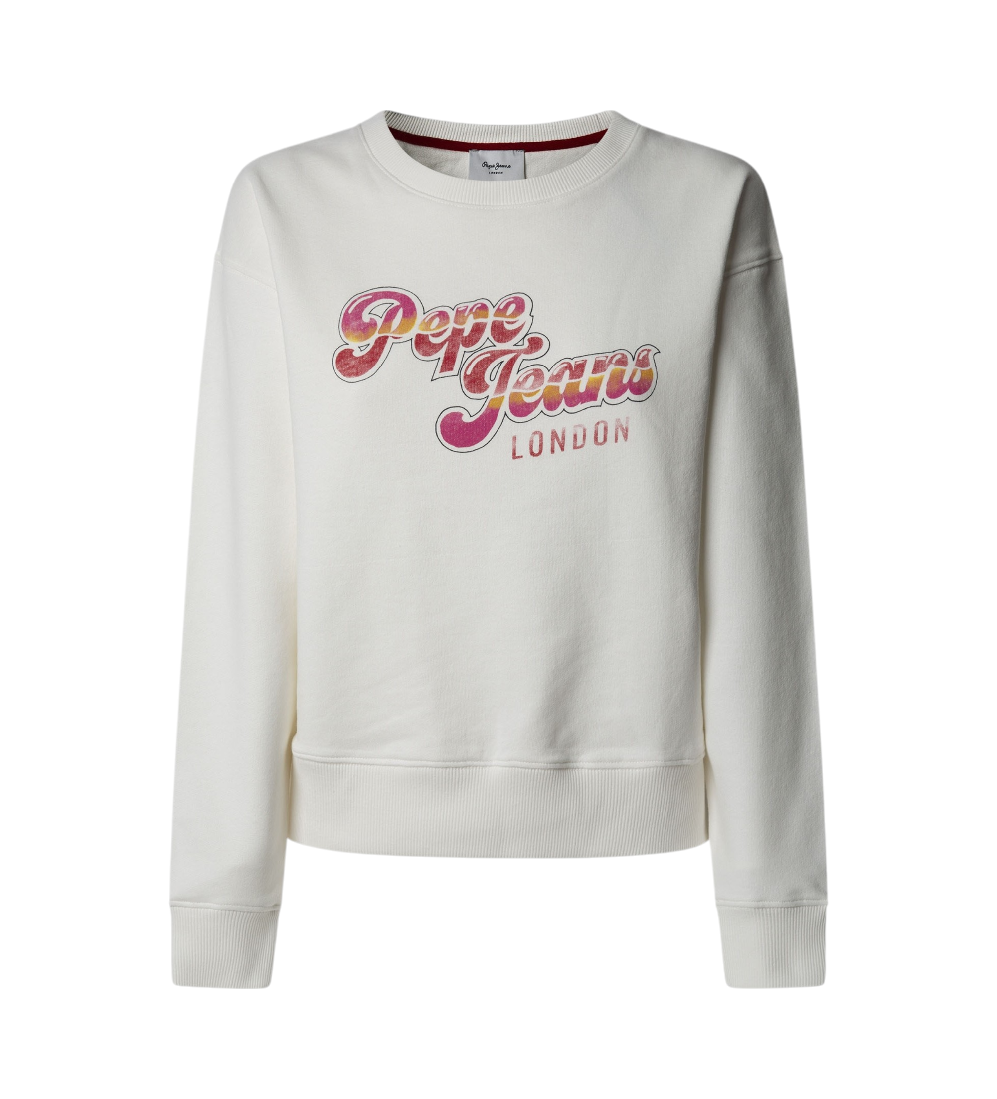 Pepe Jeans für Damen. PL581482 Rosa Sweatshirt weiß (S), Lässig, Baumwolle, Langarm, Nachhaltig