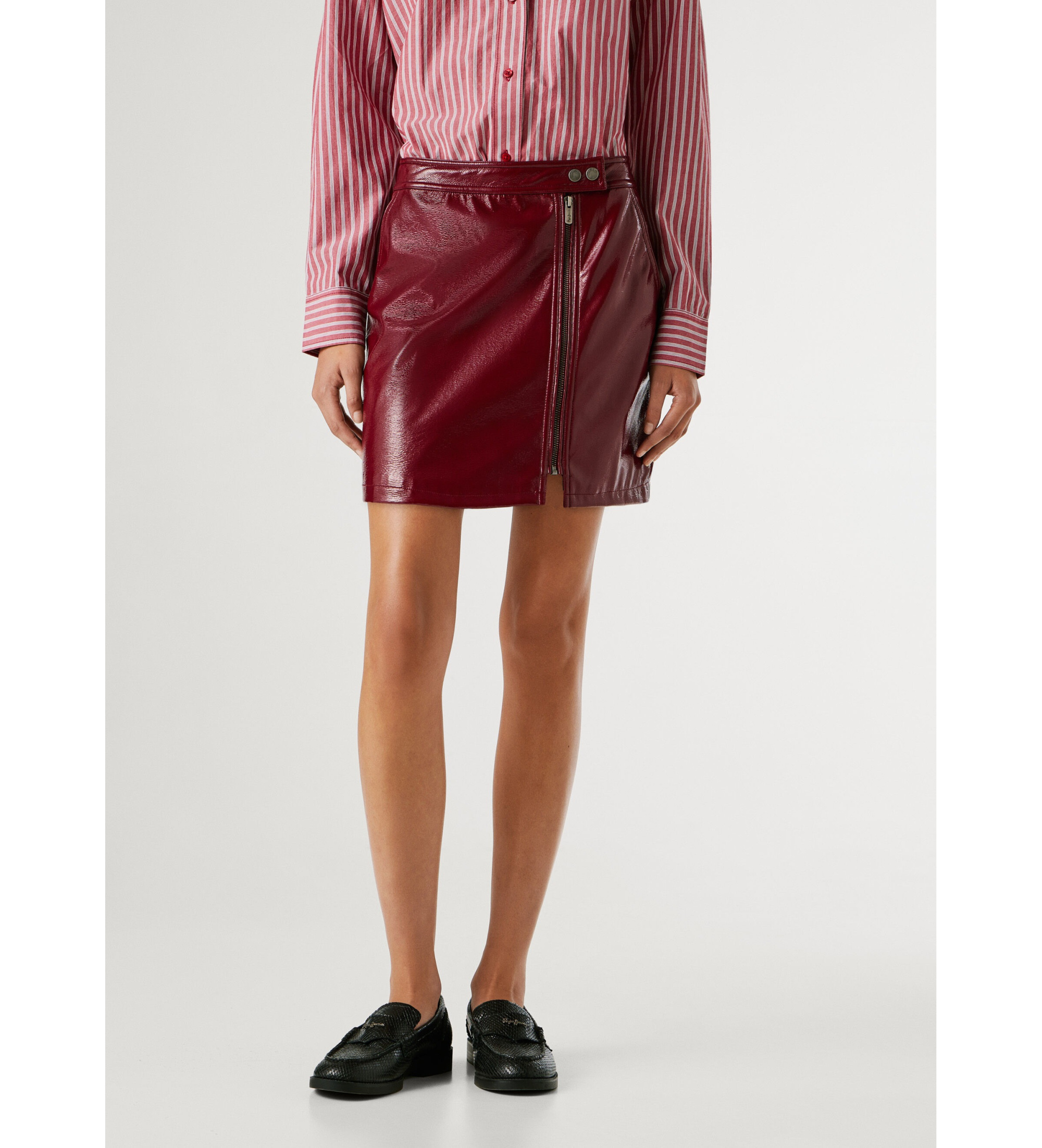 Pepe Jeans für Damen. PL9011898 Rubinroter Rock burgunderrot (L), Lässig, Party, Polyester, Bordeaux