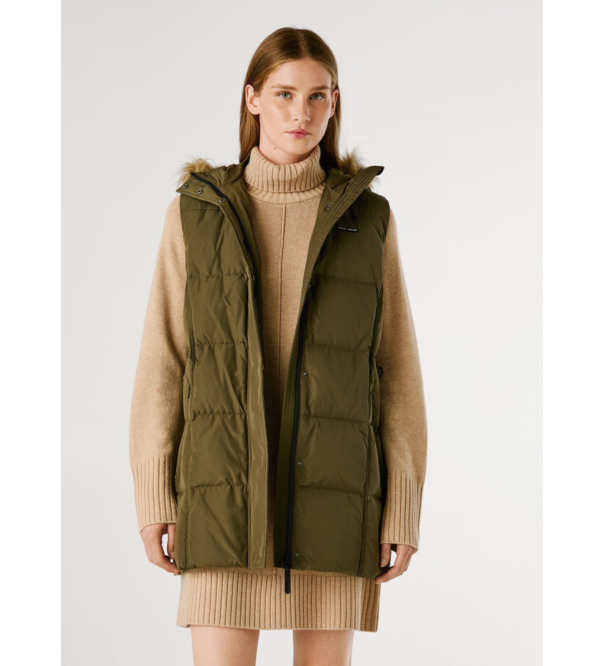 Pepe Jeans für Damen. PL4024335 Weste Sarah grün (S), Lässig, Polyester