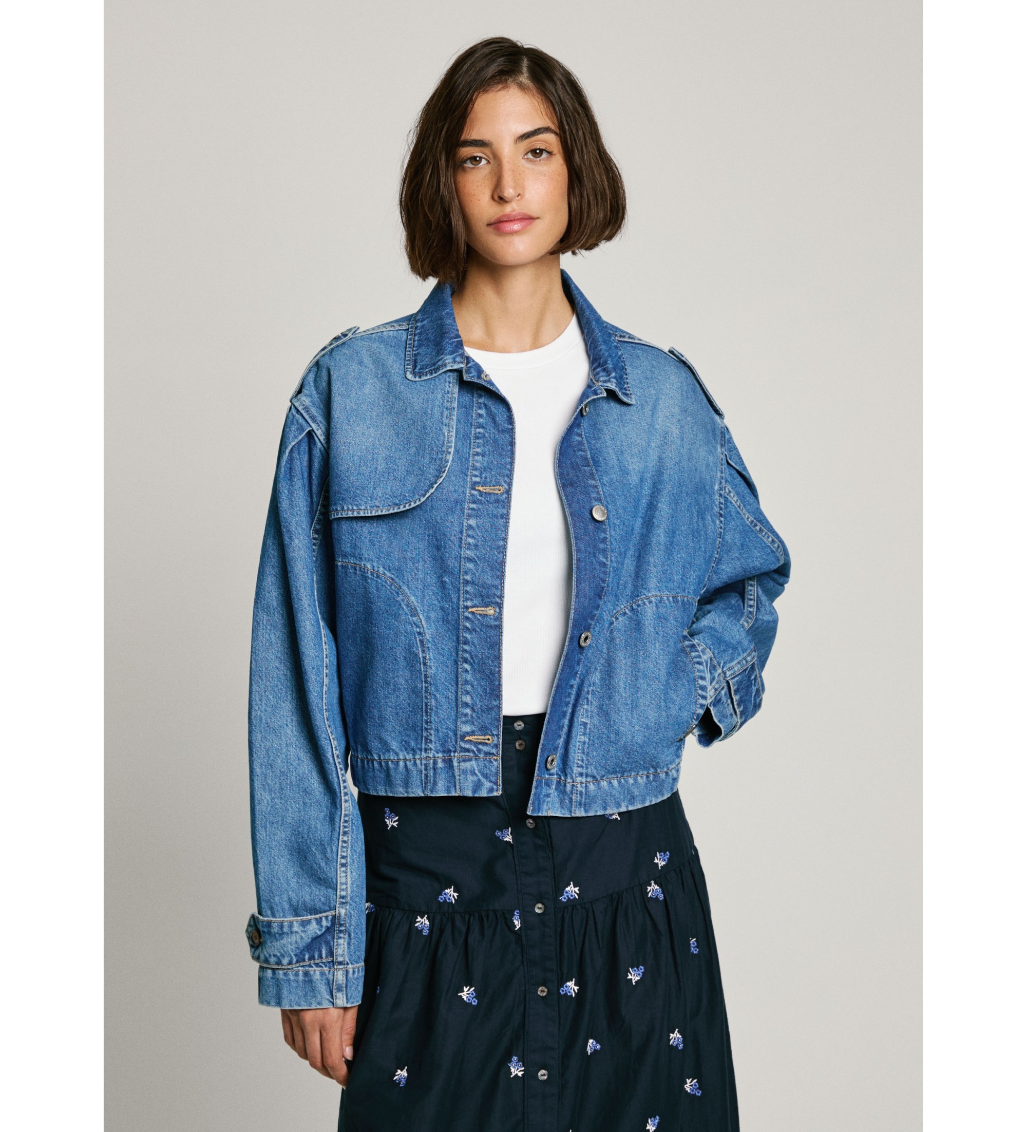 Pepe Jeans für Damen. PL402566 Silvia Jacke blau (S), Lässig, Baumwolle, Denim