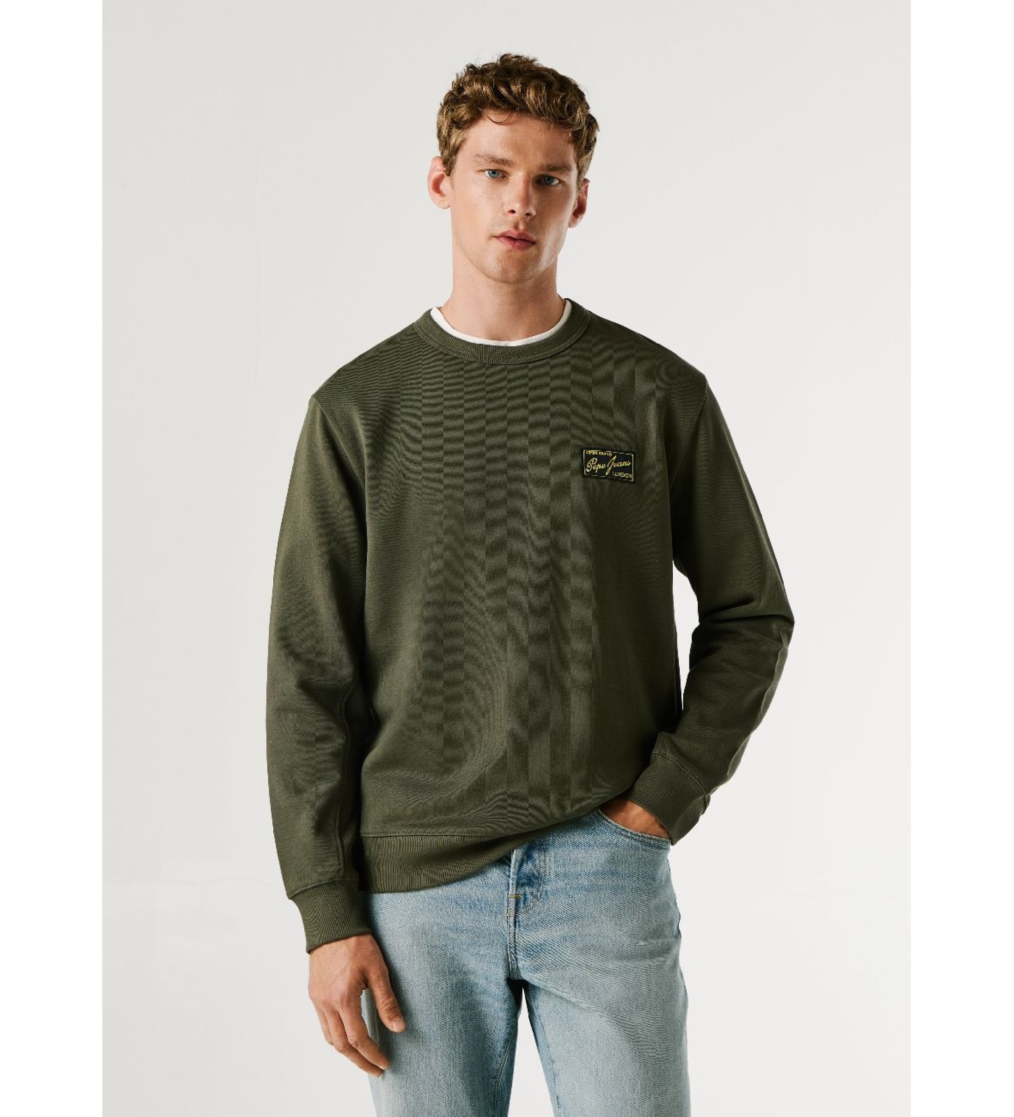 Pepe Jeans für Herren. PM5800139 Sweatshirt Soren olivgrün (M), Lässig, Baumwolle