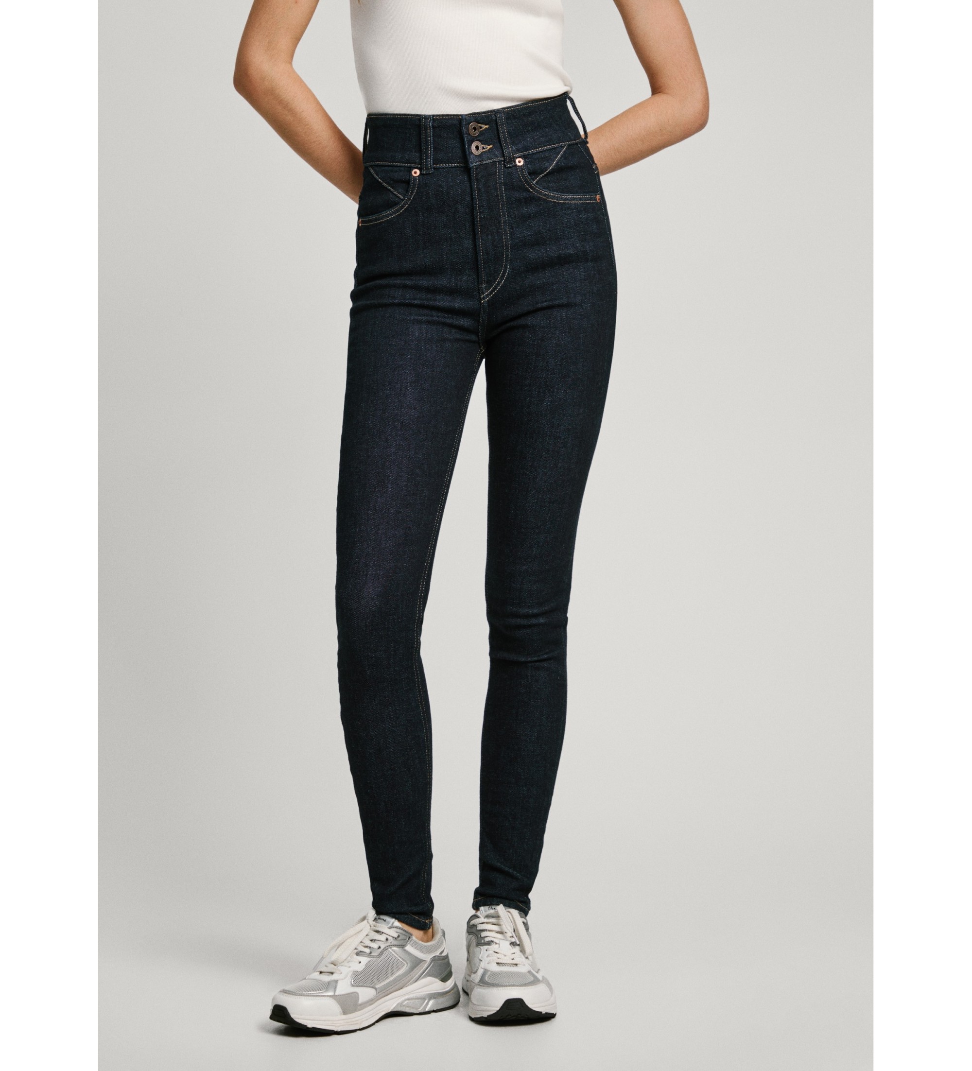 Pepe Jeansvoor vrouwen. PL204835BC1 Jeans Super Skinny Contour Uhw Marine (24/30), Casual, Katoen, Denim, Duurzaam, Marineblauw