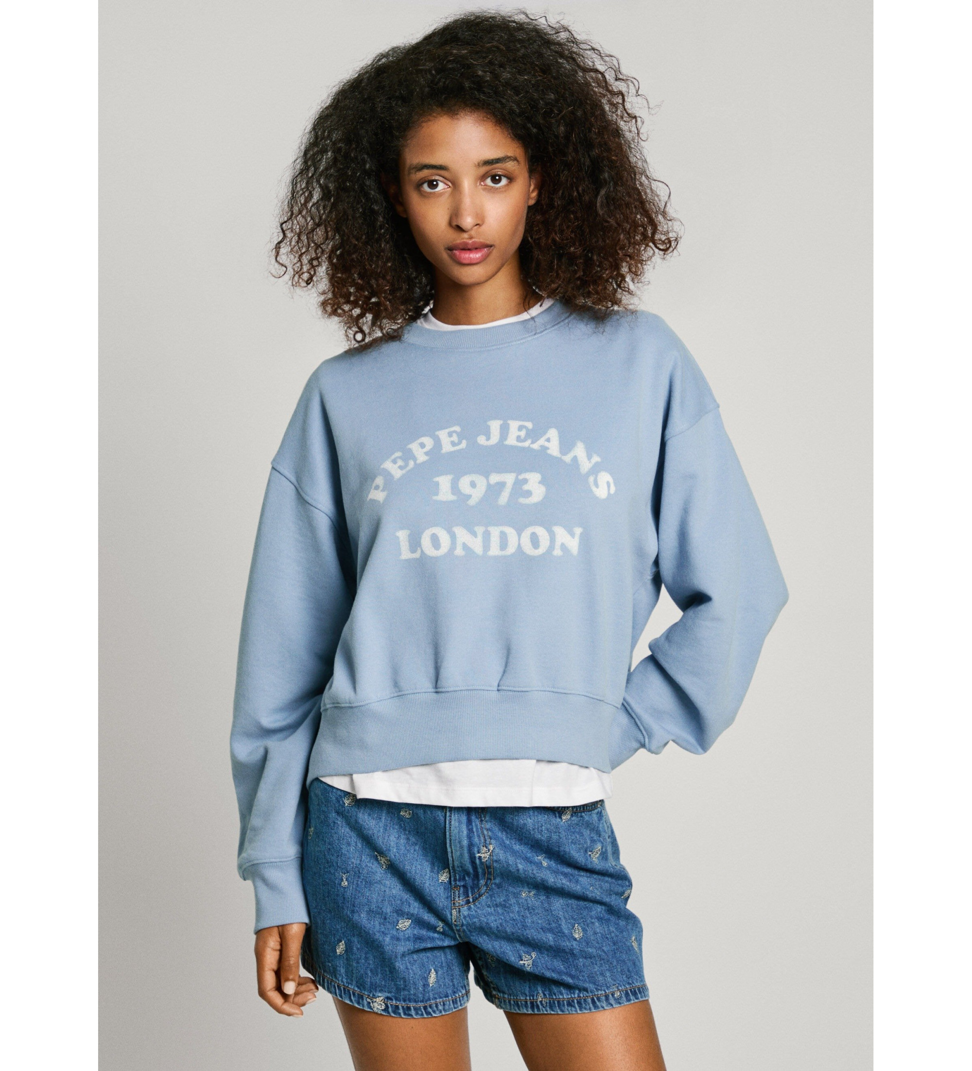 Pepe Jeans für Damen. PL581487 Venus Sweatshirt blau (S), Lässig, Baumwolle, Nachhaltig