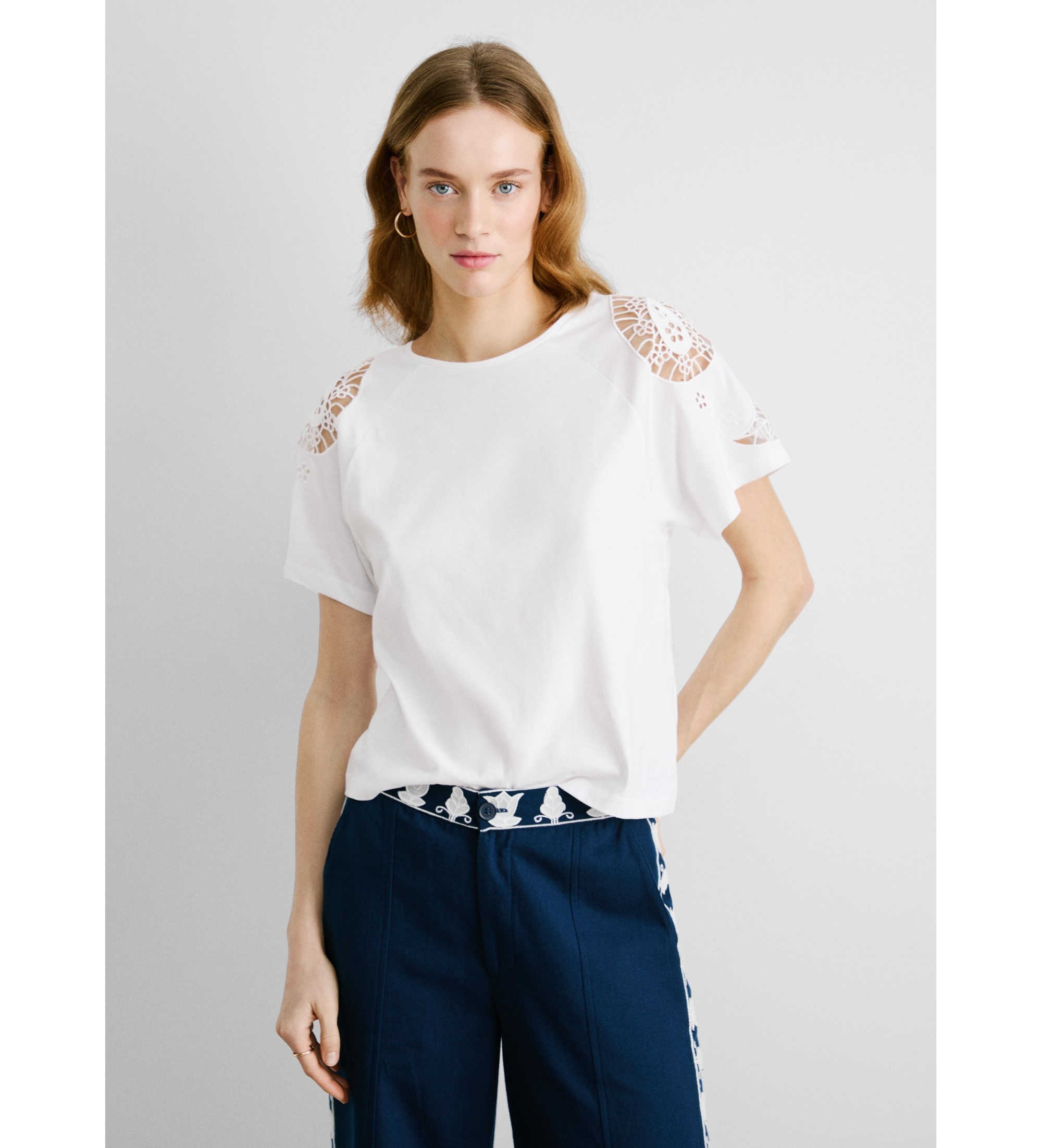 Pepe Jeans für Damen. PL506081 Veronica-T-Shirt weiß (XL), Lässig, Baumwolle, Kurzarm, Nachhaltig
