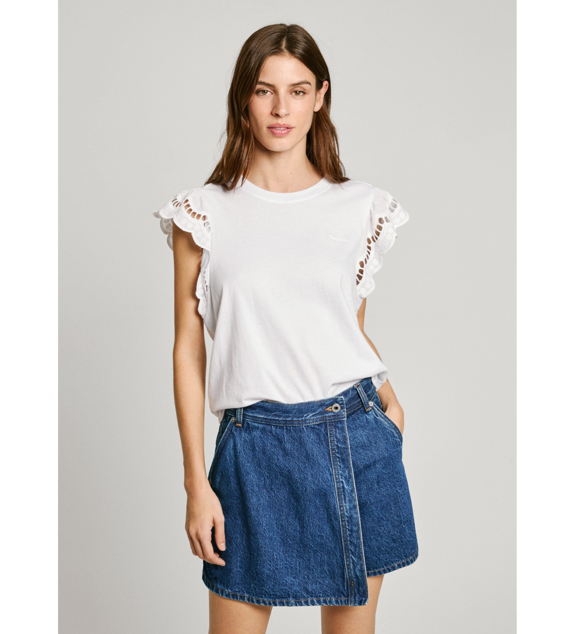 Pepe Jeans für Damen. PL506067 Vic-T-Shirt weiß (S), Lässig, Baumwolle, Kurzarm