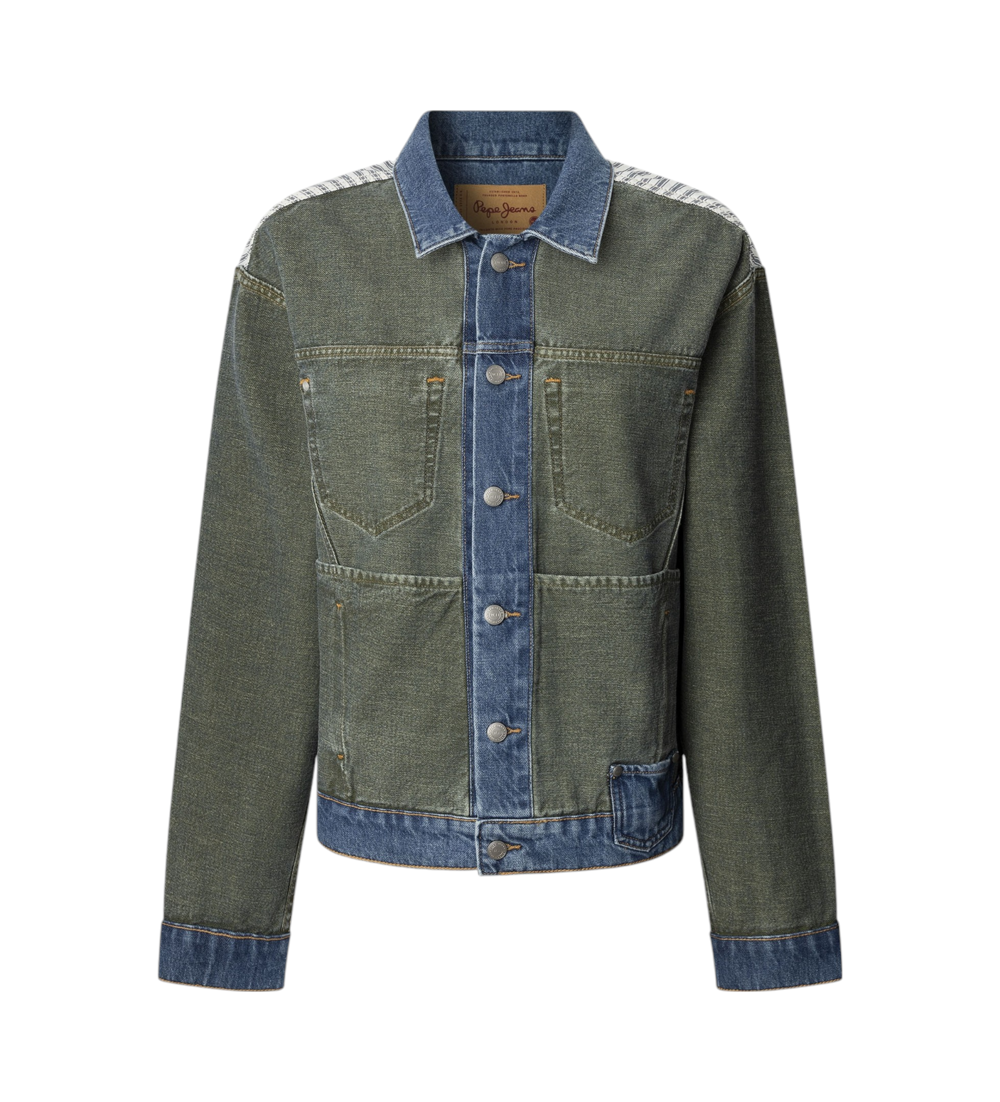 Pepe Jeans für Damen. PL402593 Wendbare Jacke aus Denim-Stoff grün, blau (M), Lässig, Baumwolle, Nachhaltig