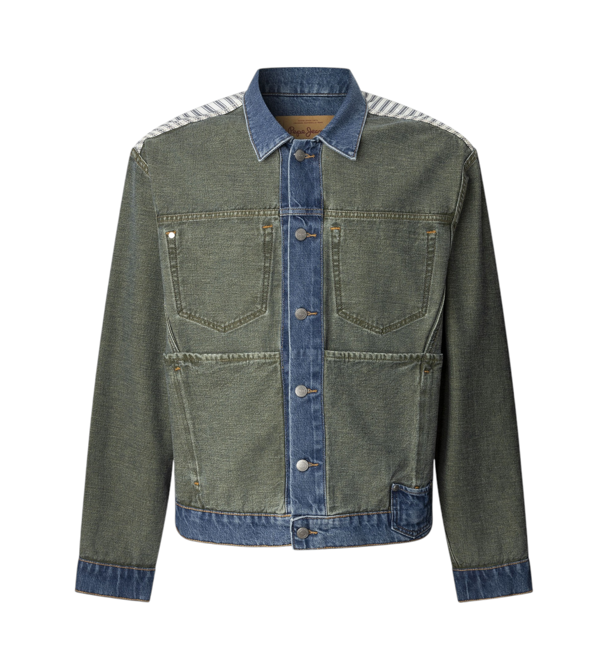 Pepe Jeans für Herren. PM403155 Wendejacke W11 blau, grün (M), Lässig, Baumwolle, Denim, Nachhaltig