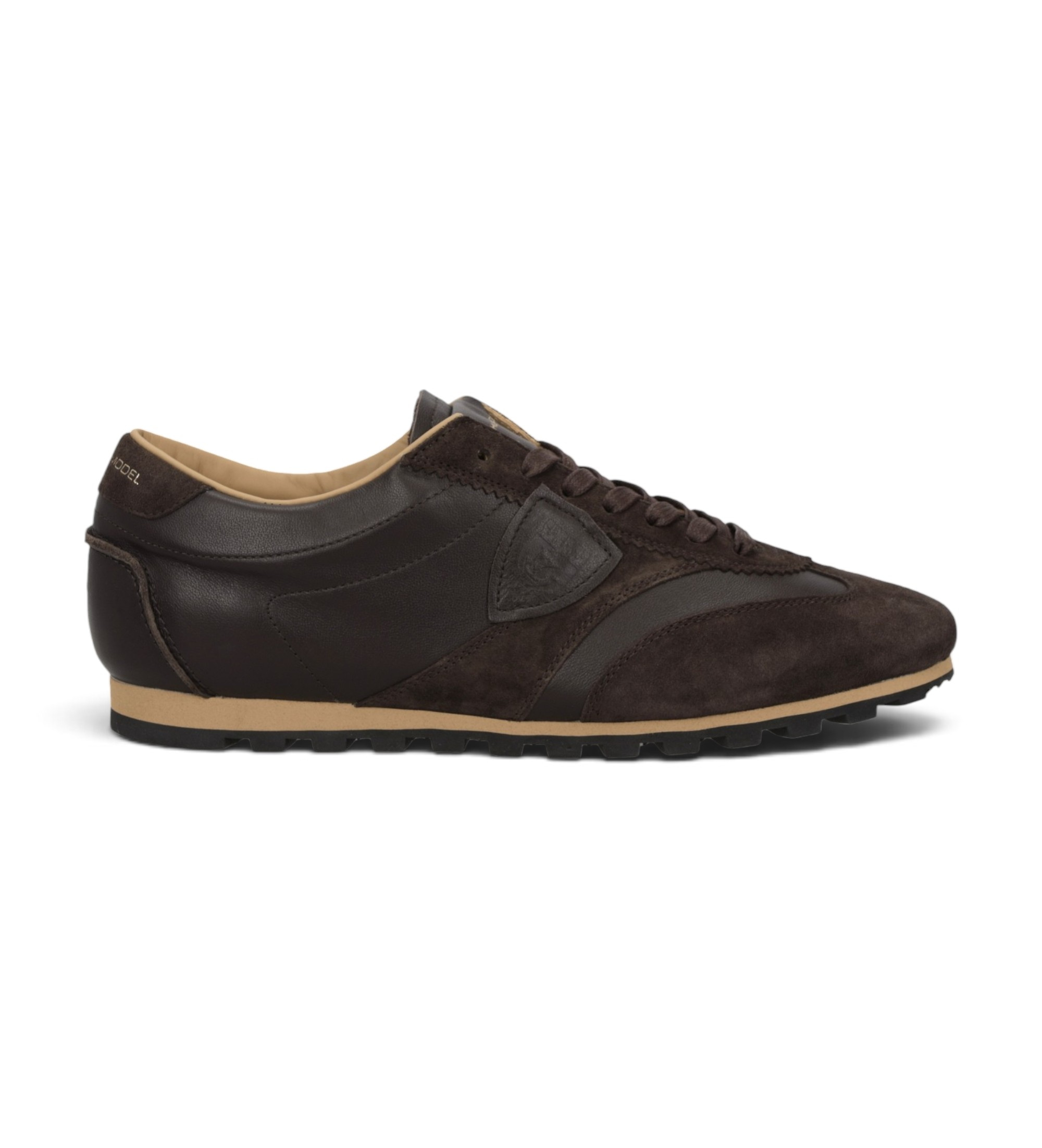 Philippe Model für Herren. PNLU Sneaker aus Leder Planche Low braun (42), Wohnung, Schnürsenkel, Lässig