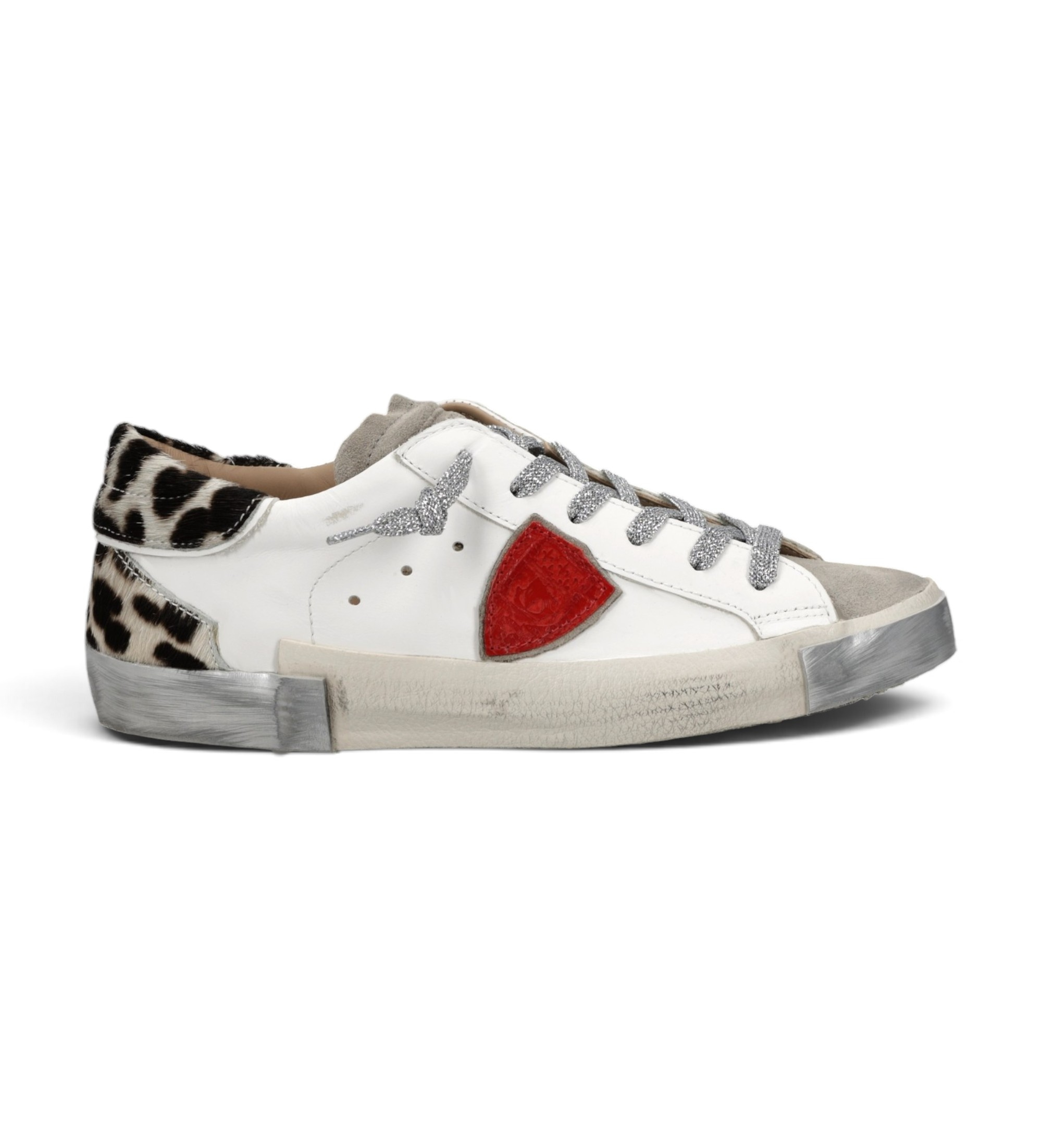 Philippe Model für Damen. PRLD Sneaker aus Leder Prsx Low weiß (37), Wohnung, Schnürsenkel, Lässig