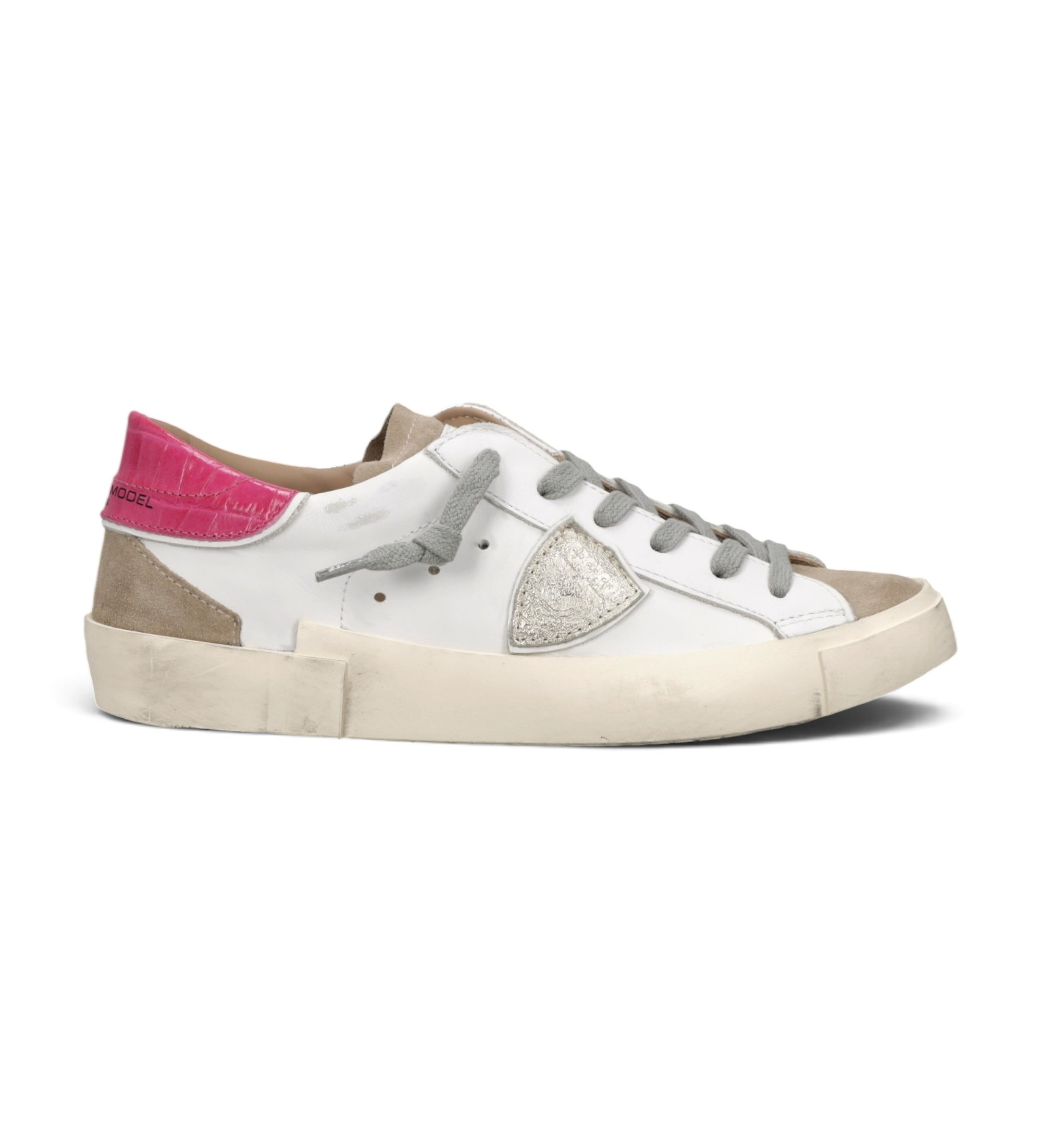 Philippe Model für Damen. PRLD Sneaker aus Leder Prsx Low weiß (40), Wohnung, Schnürsenkel, Lässig
