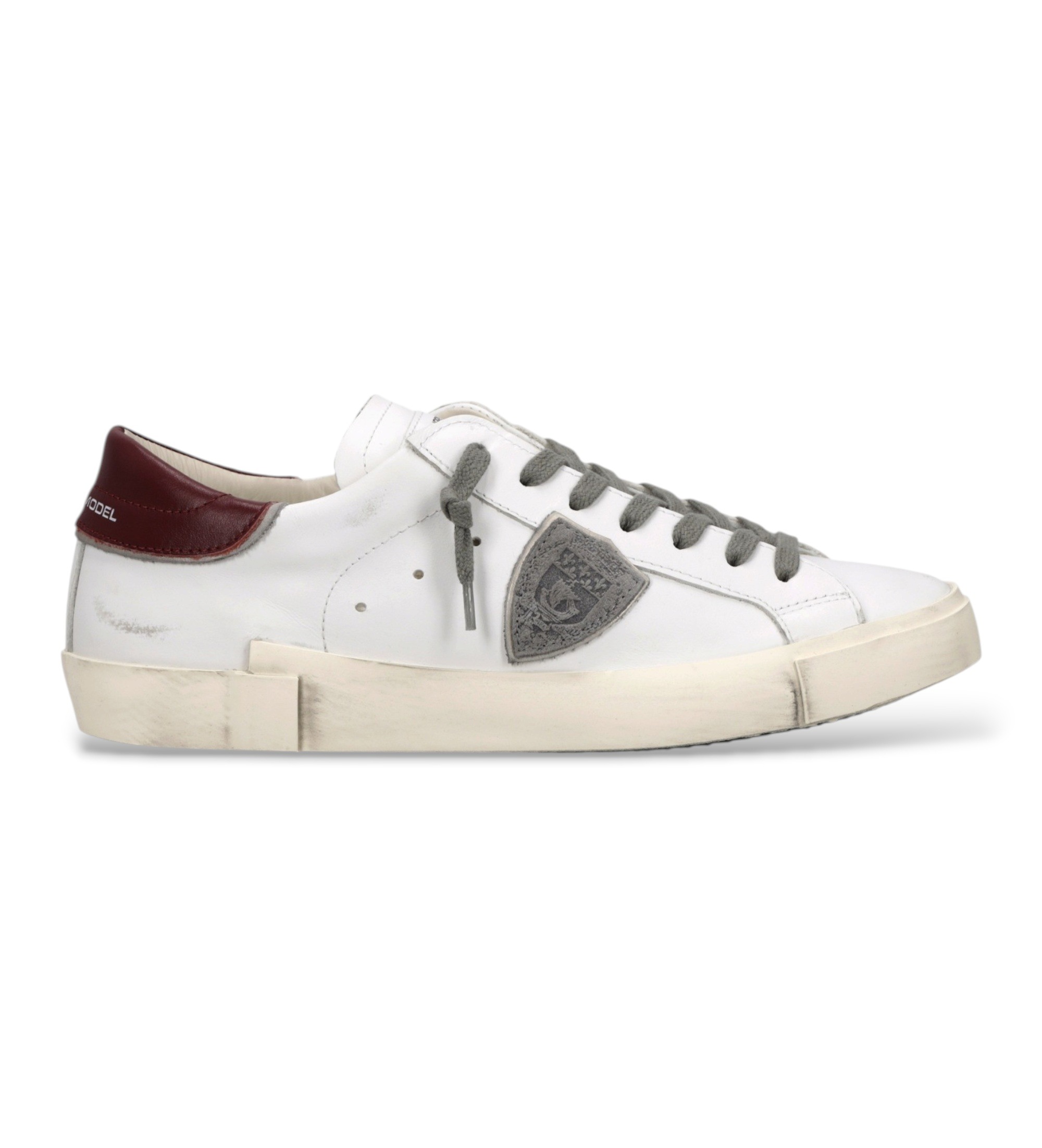 Philippe Model für Herren. PRLU Sneaker aus Leder Prsx Low weiß (45), Wohnung, Schnürsenkel, Lässig