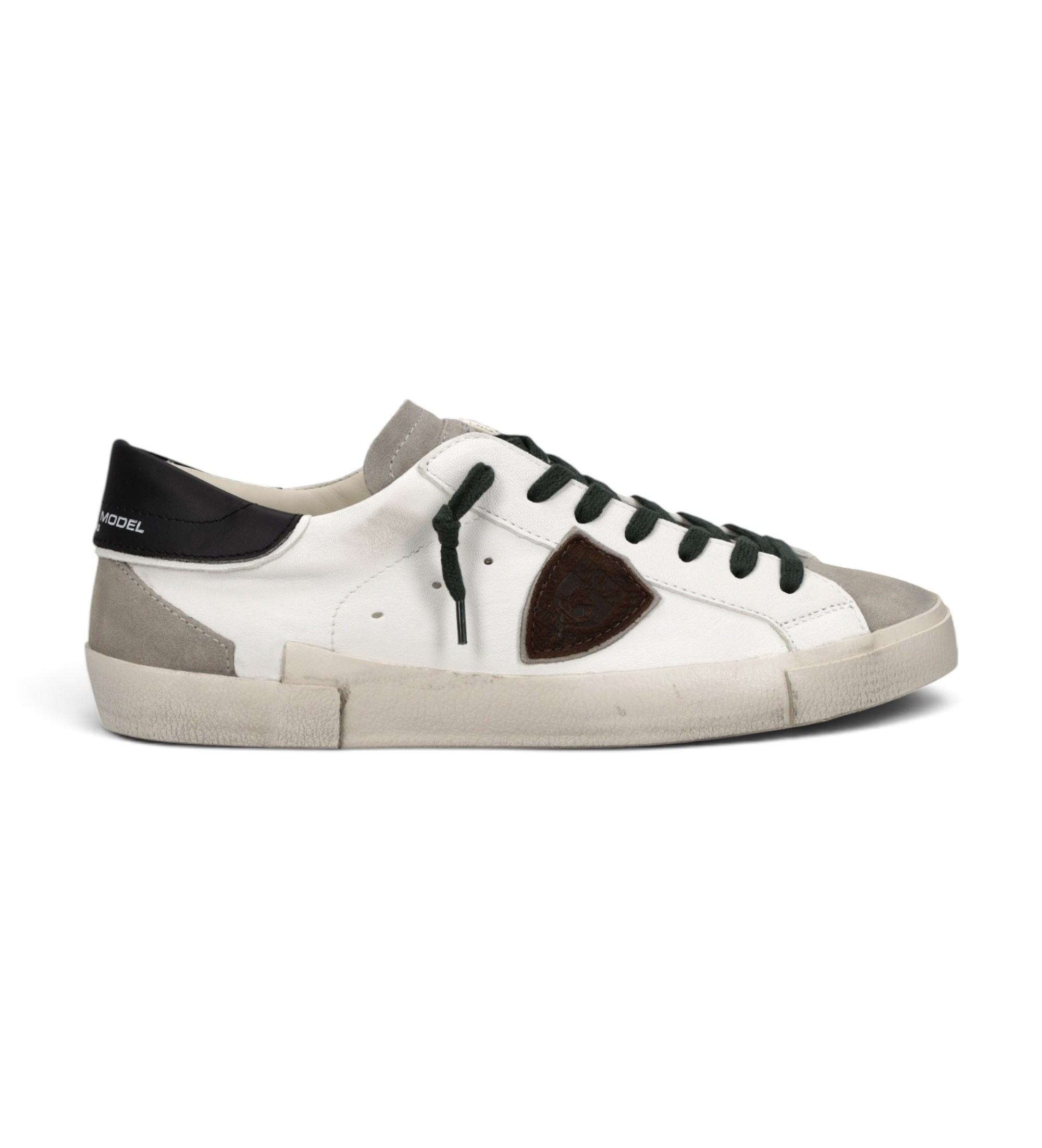 Philippe Model für Herren. PRLU Sneaker aus Leder Prsx Low weiß (46), Wohnung, Schnürsenkel, Lässig