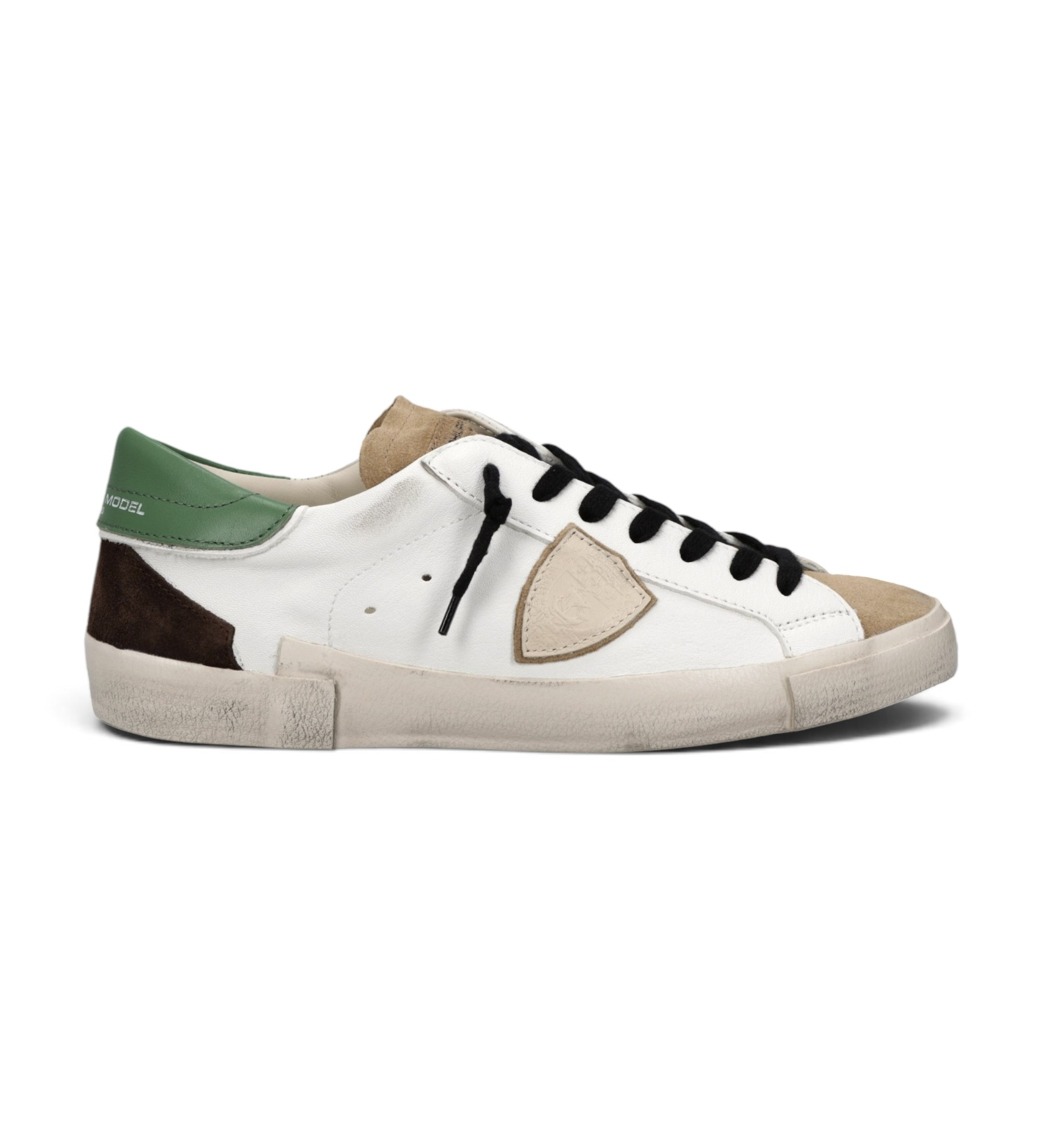 Philippe Model für Herren. PRLU Sneaker aus Leder Prsx Low weiß (46), Wohnung, Schnürsenkel, Lässig