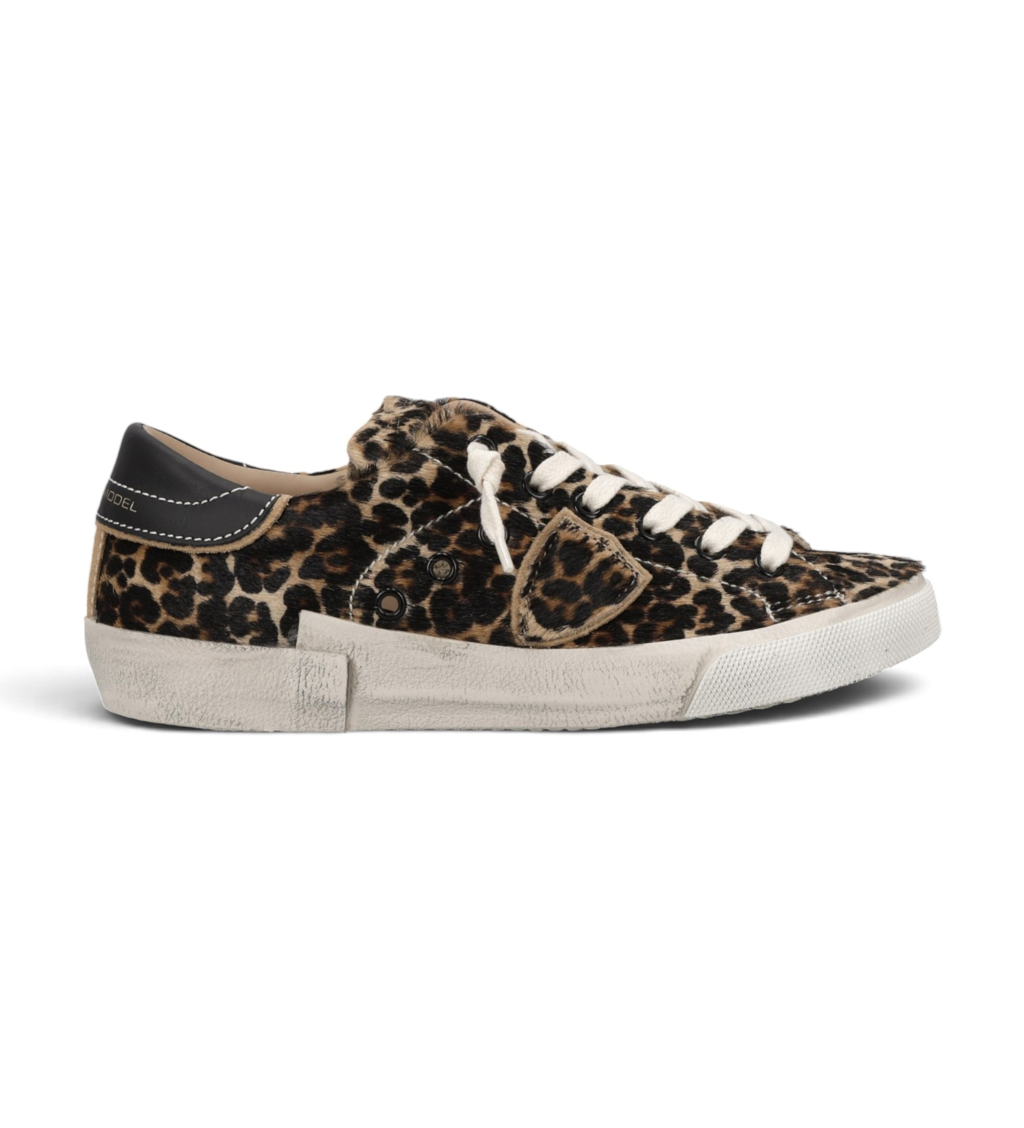 Philippe Model für Damen. PRLD Prsx Low Sneaker aus braunem Leder (36), Wohnung, Schnürsenkel, Lässig, Tierdruck