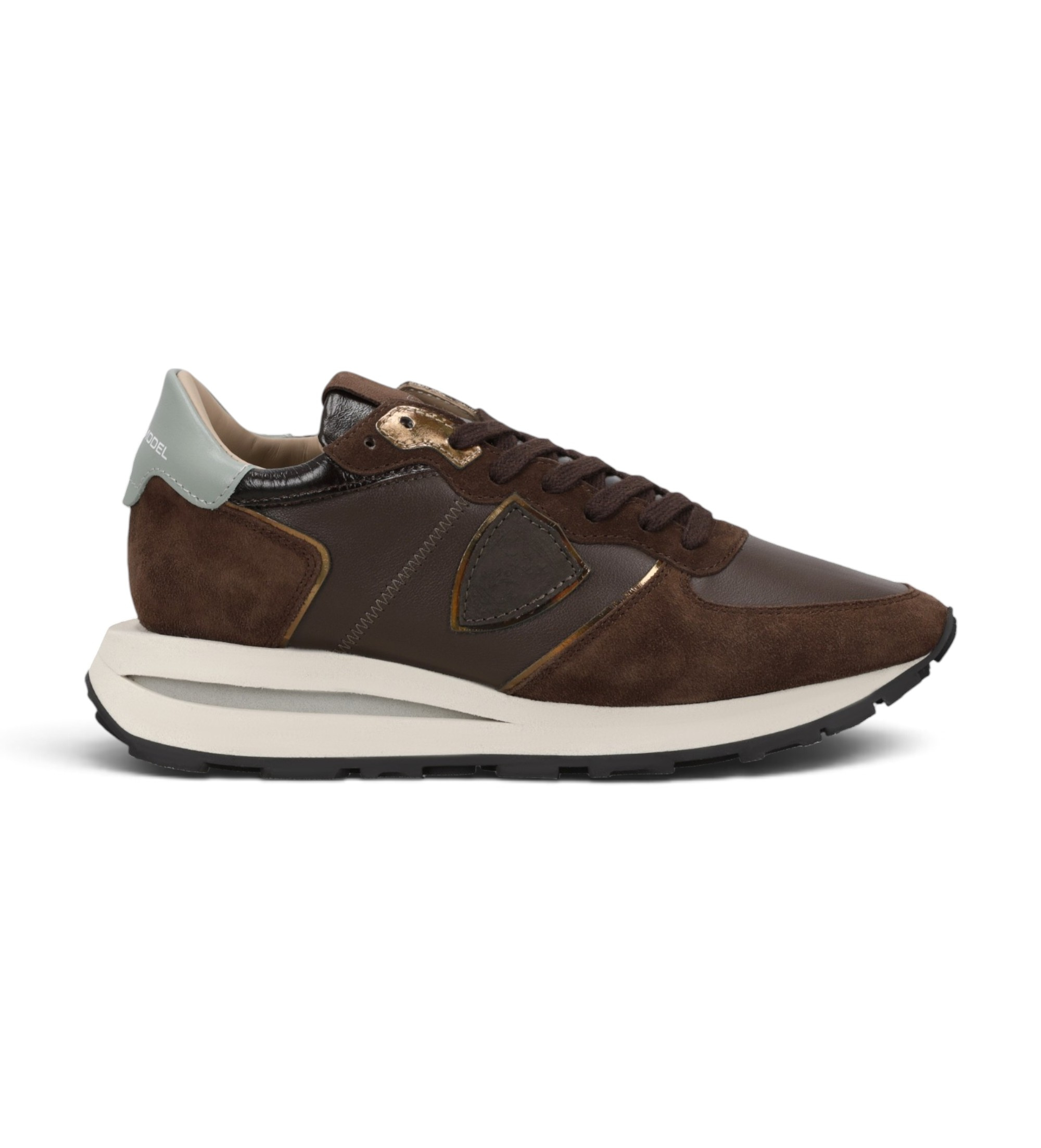 Philippe Model für Damen. TKLD Sneaker aus Leder Tropez Haute Low braun (40), 3 bis 5 cm, Schnürsenkel, Lässig