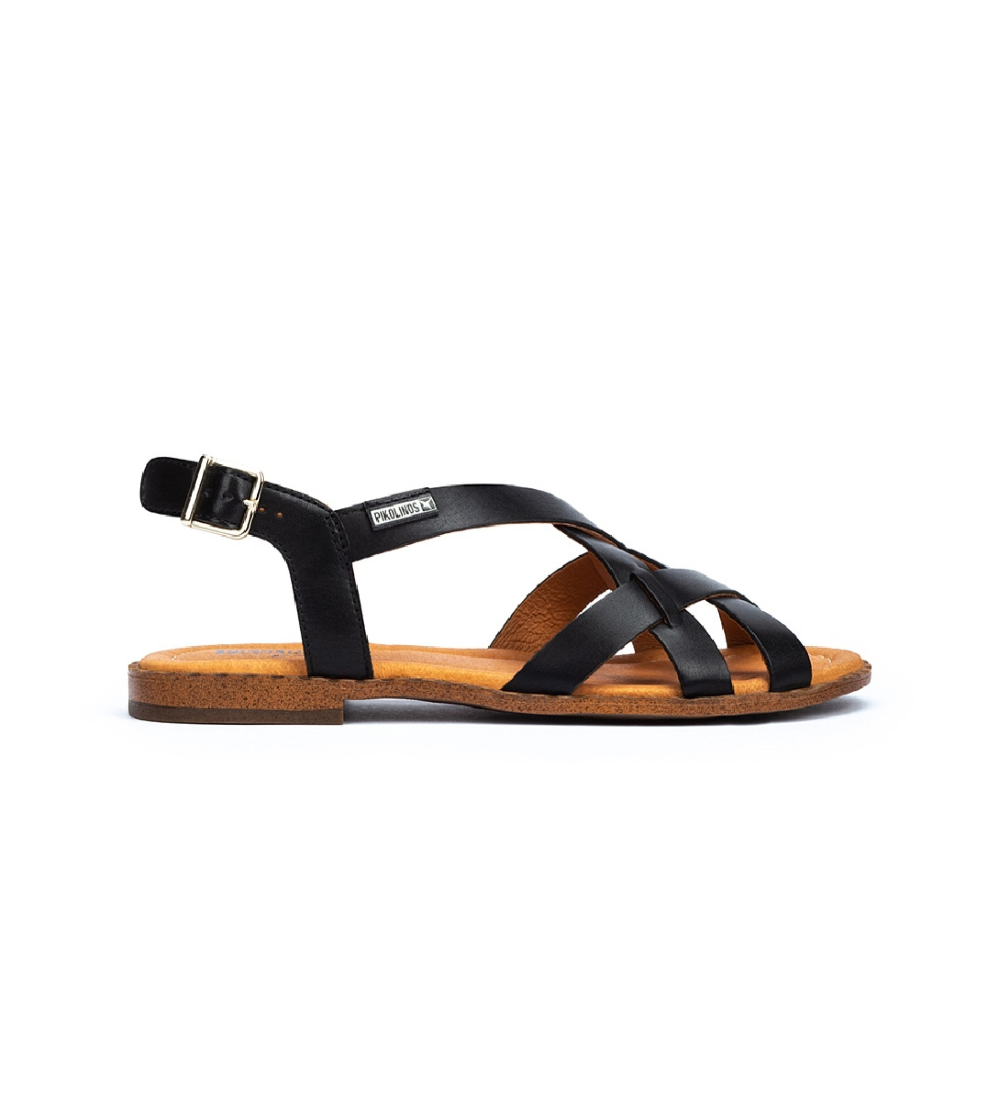 Pikolinos für Damen. W0X-0556ST Schwarze Algar Ledersandalen (41), 1 bis 3 cm, Schnalle, Lässig