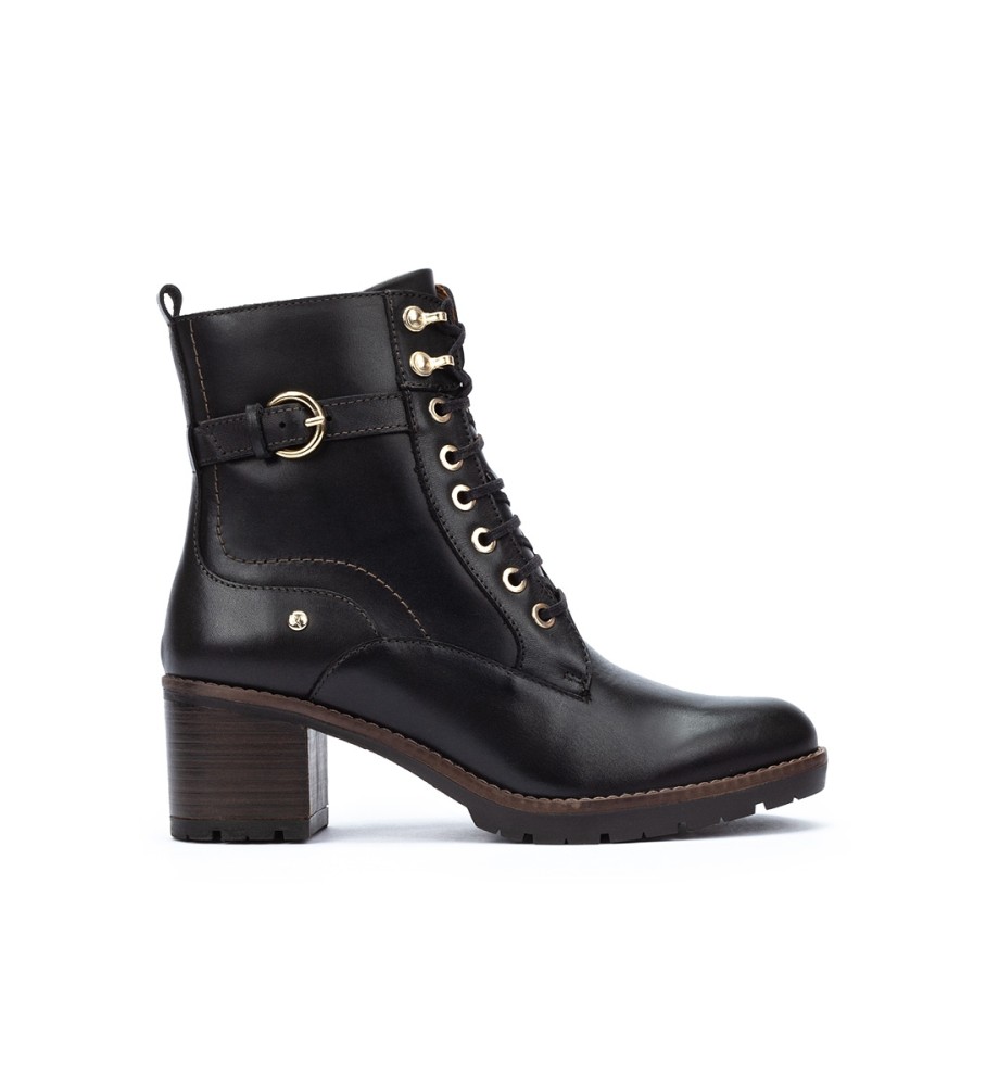 Pikolinos für Damen. W7H-8510 Llanes Lederstiefeletten schwarz -Absatzhöhe 6cm (37), 5 bis 8 cm, Reißverschluss, Lässig