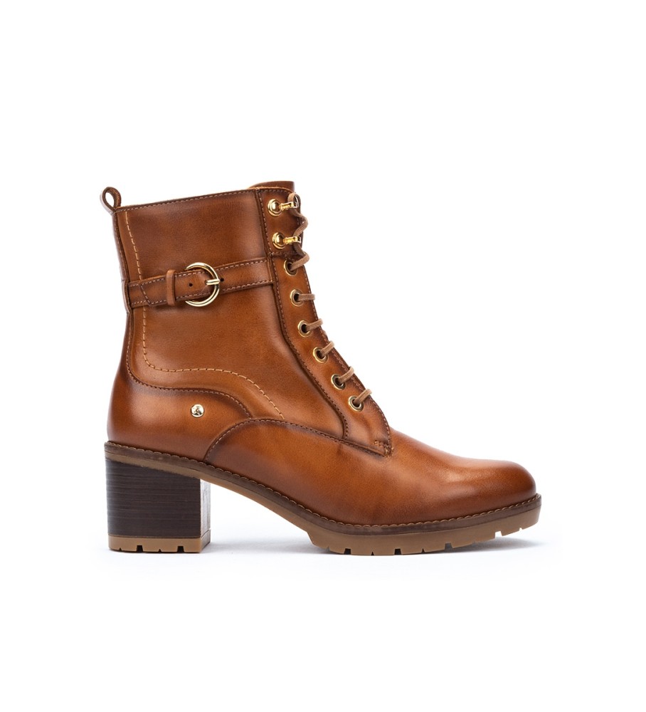 Pikolinos für Damen. W7H-8510 Braune Llanes Lederstiefeletten - Absatzhöhe 6cm (39), 3 bis 5 cm, 5 bis 8 cm, Reißverschluss, Lässig