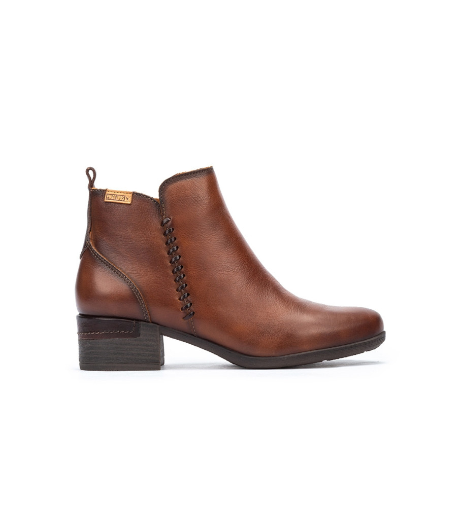 Pikolinos für Damen. W6W-8950 Braune Malaga Lederstiefeletten (36), 3 bis 5 cm, Reißverschluss, Lässig