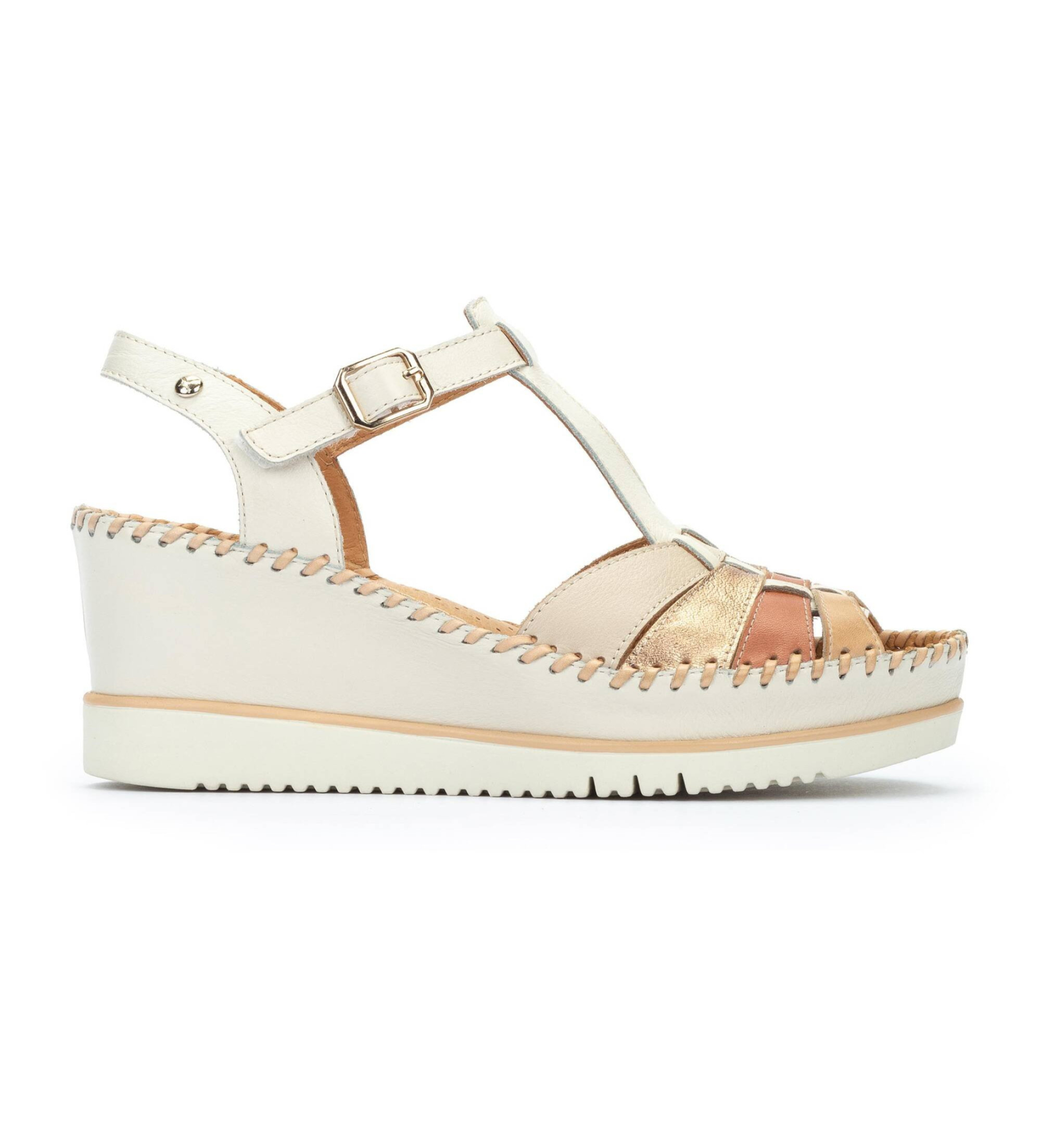 Pikolinos für Damen. W3Z-1836C1 Ledersandalen Aguadulce off white (40), Weiß, 5 bis 8 cm, Schnalle, Lässig