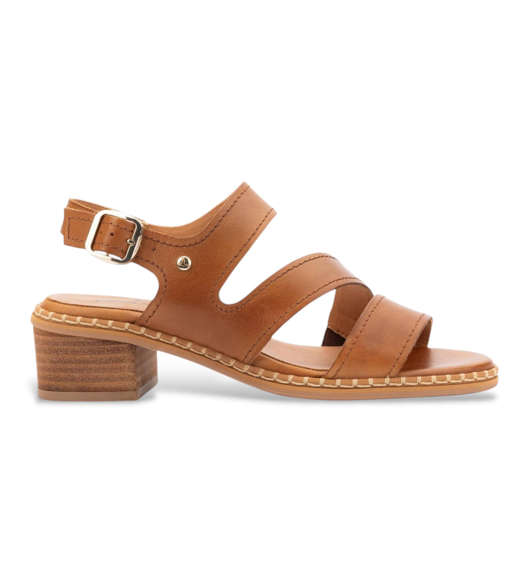Pikolinosvoor vrouwen. W3H-1635 Leren sandalen Blanes bruin (41), Leer, 3 tot 5 cm, Gesp, Casual