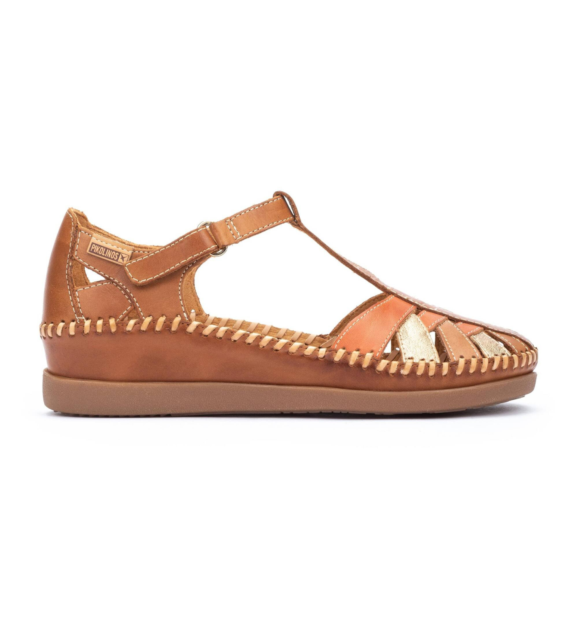 Pikolinos für Damen. W8K-0705C1 Braune Ledersandalen Cadaques (36), 3 bis 5 cm, Klettverschluss, Lässig