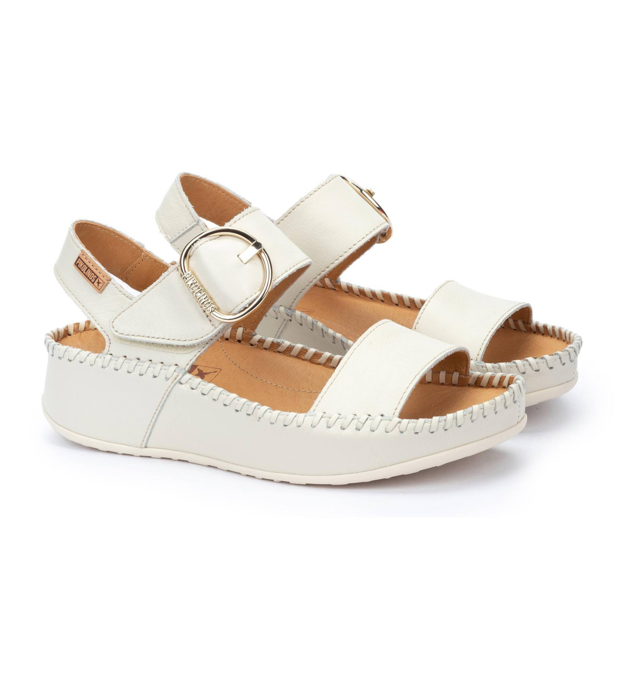 Pikolinos dla kobiet. W1C-0709 Białe skórzane sandały Marina - Wysokość obcasa 5cm (40), Skóra, Biały, 3