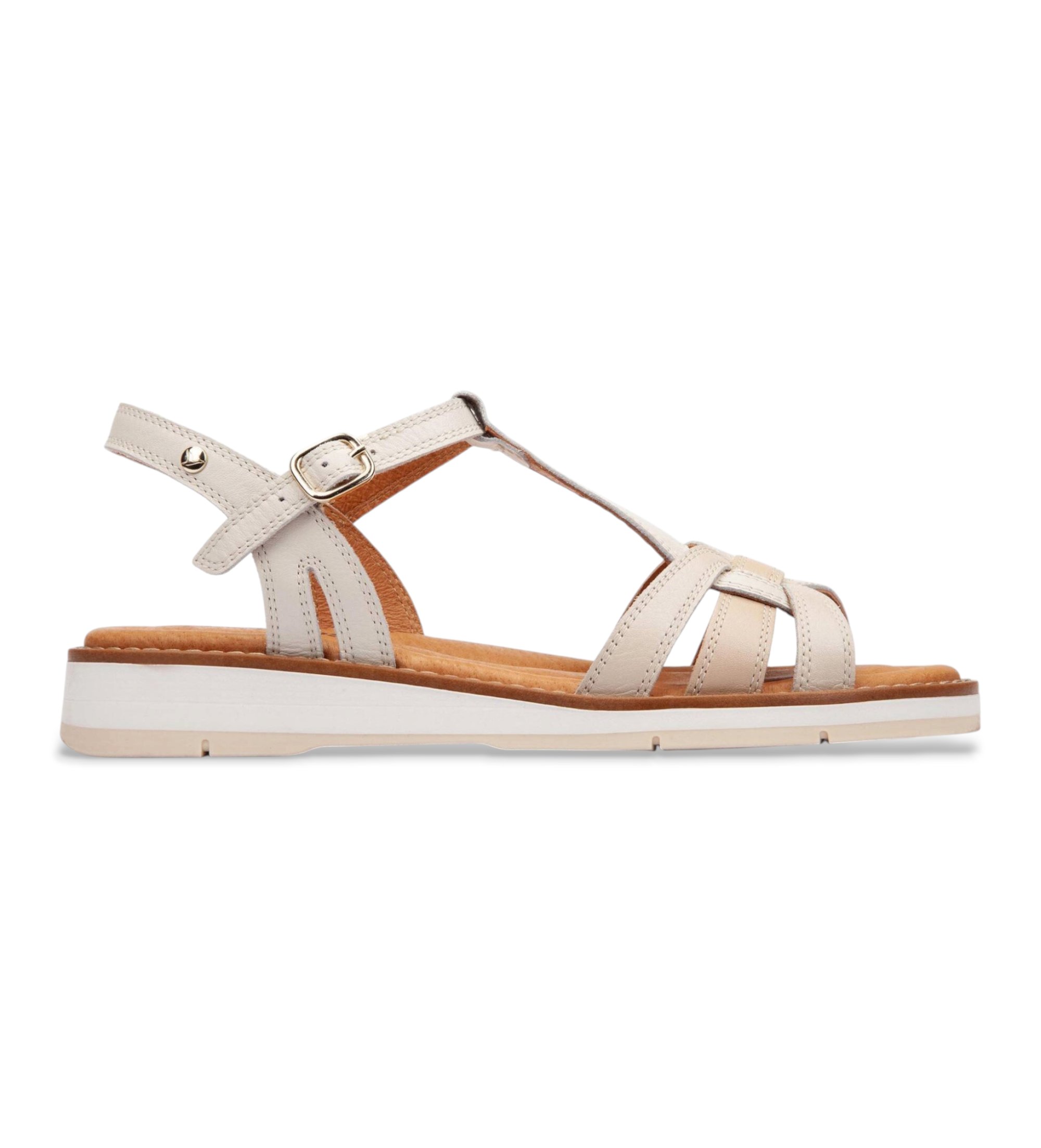 Pikolinos für Damen. W9B-0789C1 Roquetas beige Ledersandalen (40), 1 bis 3 cm, Schnalle, Lässig