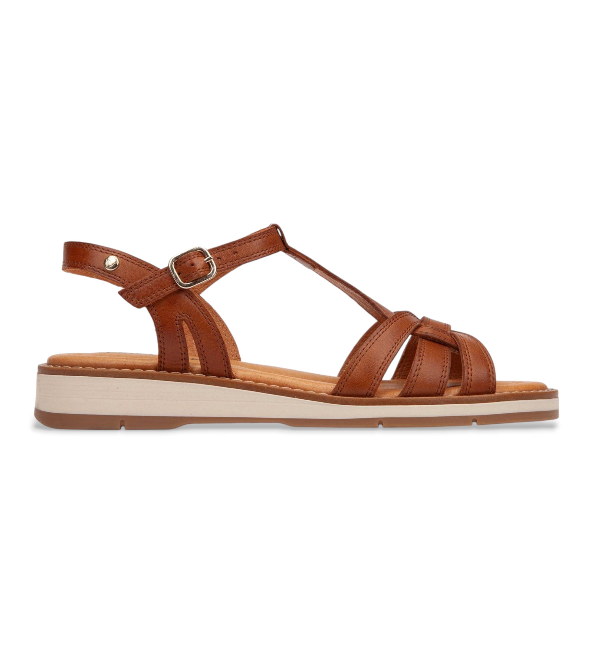 Pikolinos für Damen. W9B-0789 Braune Roquetas Ledersandalen (39), 1 bis 3 cm, Schnalle, Lässig