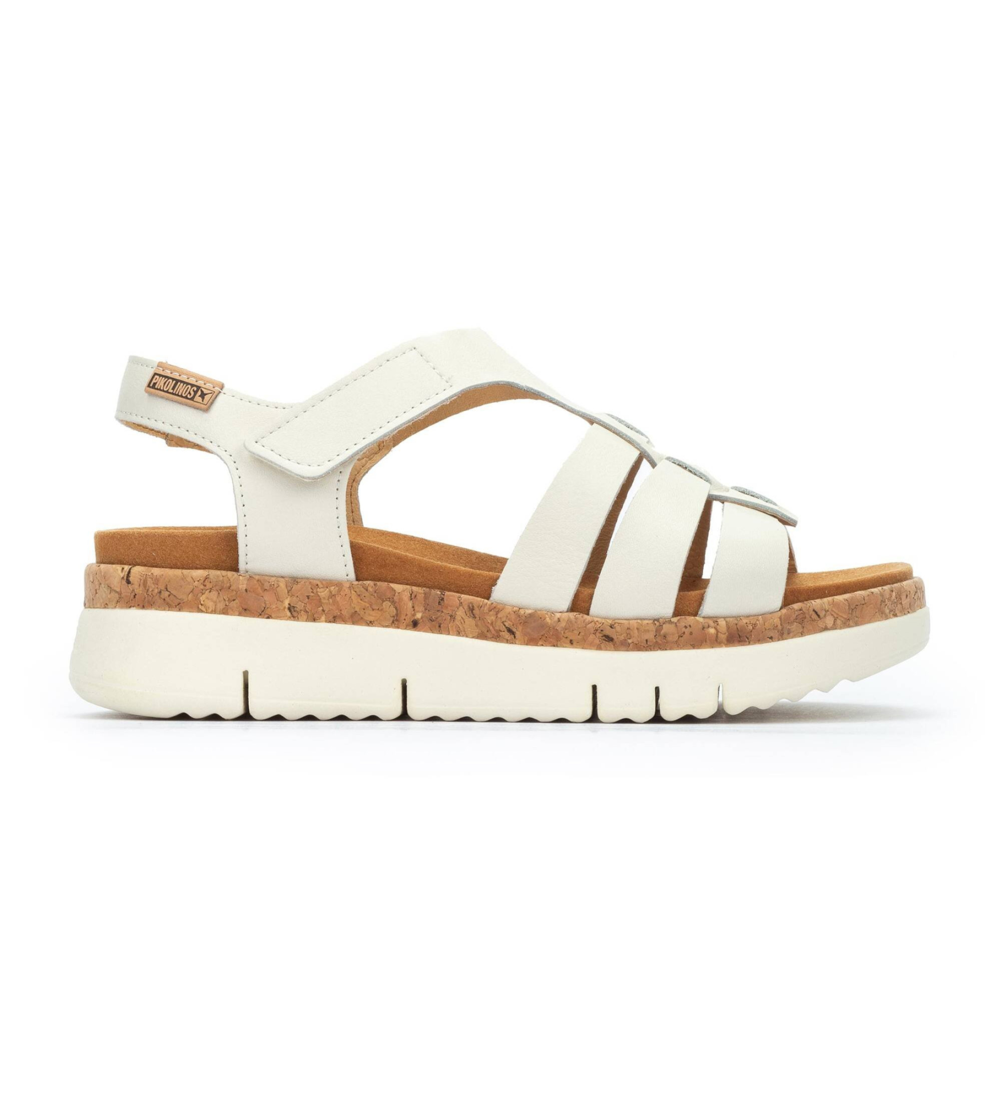 Pikolinos für Damen. W4N-0754 Salma Ledersandalen off-white (37), Weiß, 3 bis 5 cm, Klettverschluss, Lässig