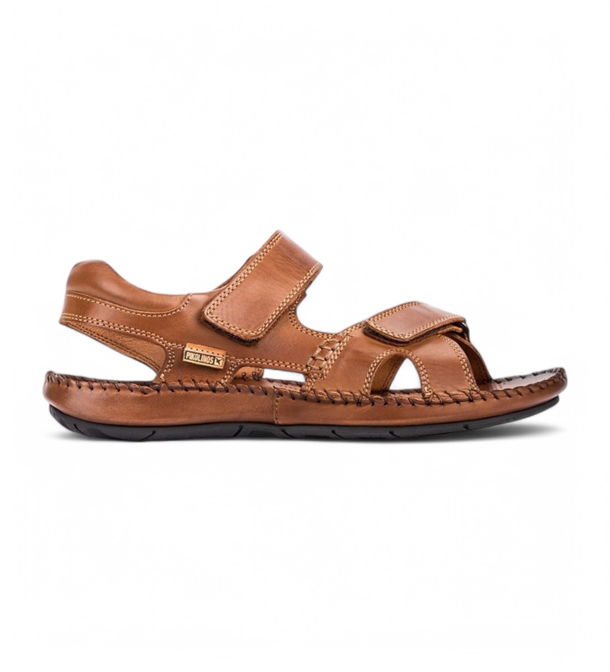Pikolinos für Herren. 06J-5818XL Braune Ledersandalen mit Ripsbandverschluss Tarifa (50), Wohnung, Klettverschluss, Lässig