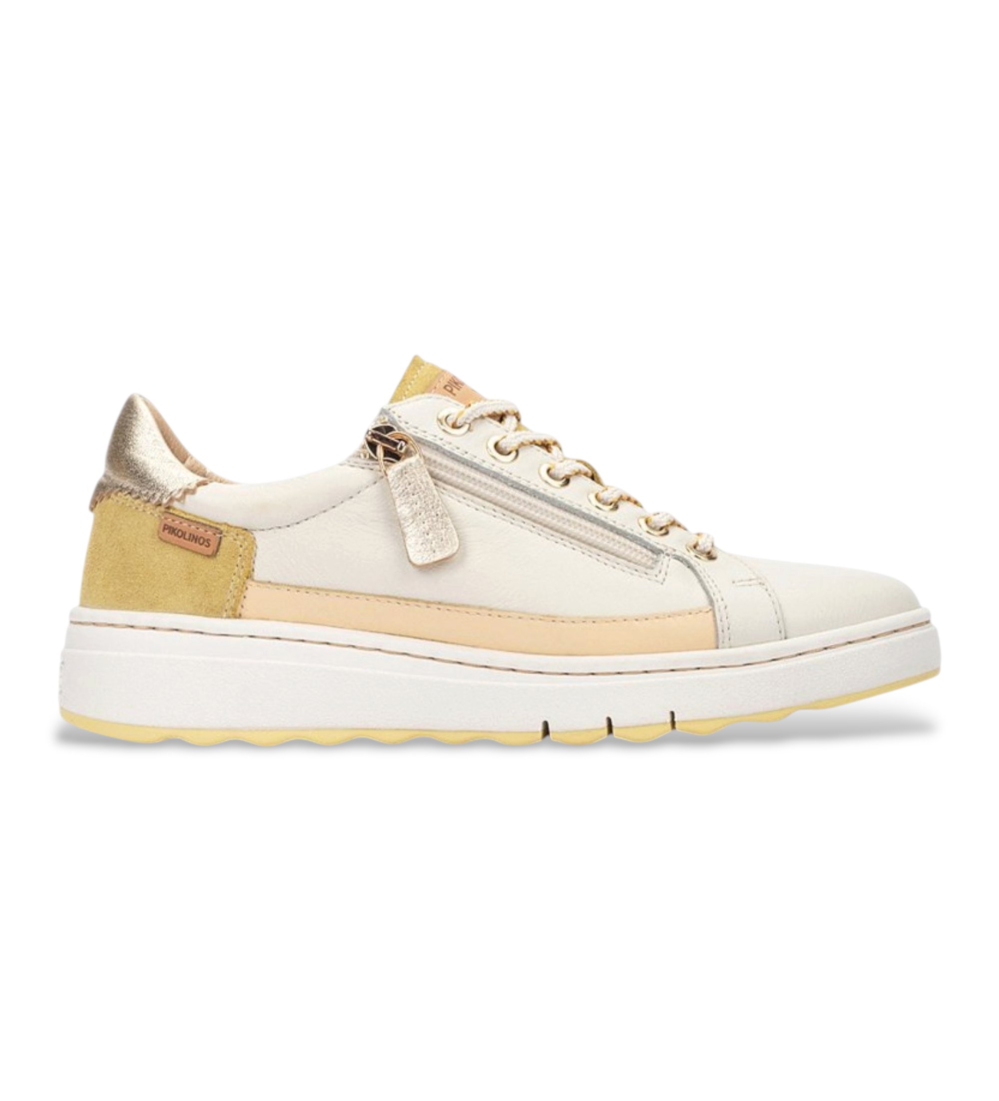 Pikolinos für Damen. W0C-6714C1 Arenas Beige Leder Turnschuhe (39), 3 bis 5 cm, Schnürsenkel, Lässig