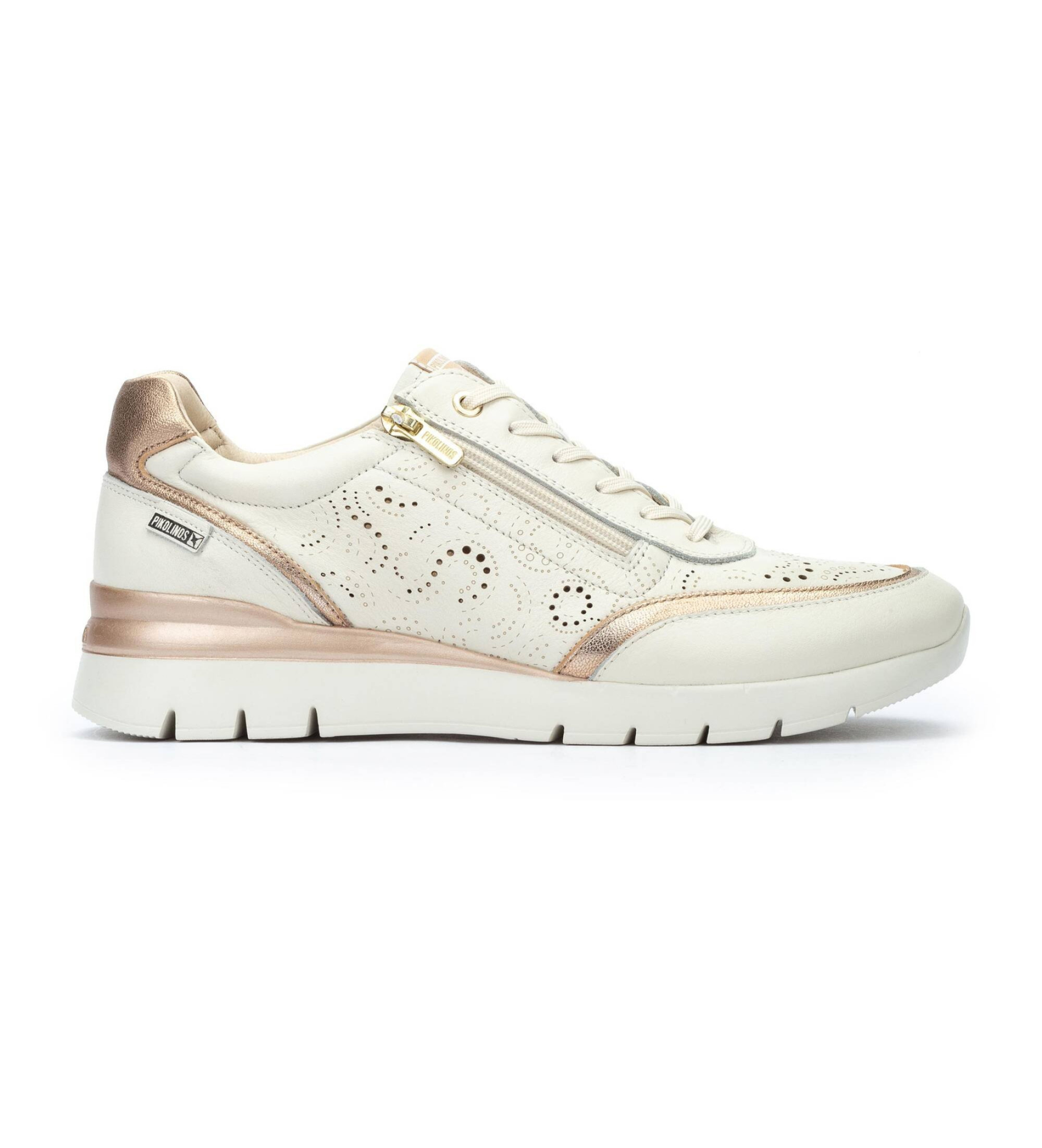 Pikolinos für Damen. W4R-6622C1 Off-white Cantabria Leder-Sneakers (36), Weiß, 3 bis 5 cm, Reißverschluss, Lässig