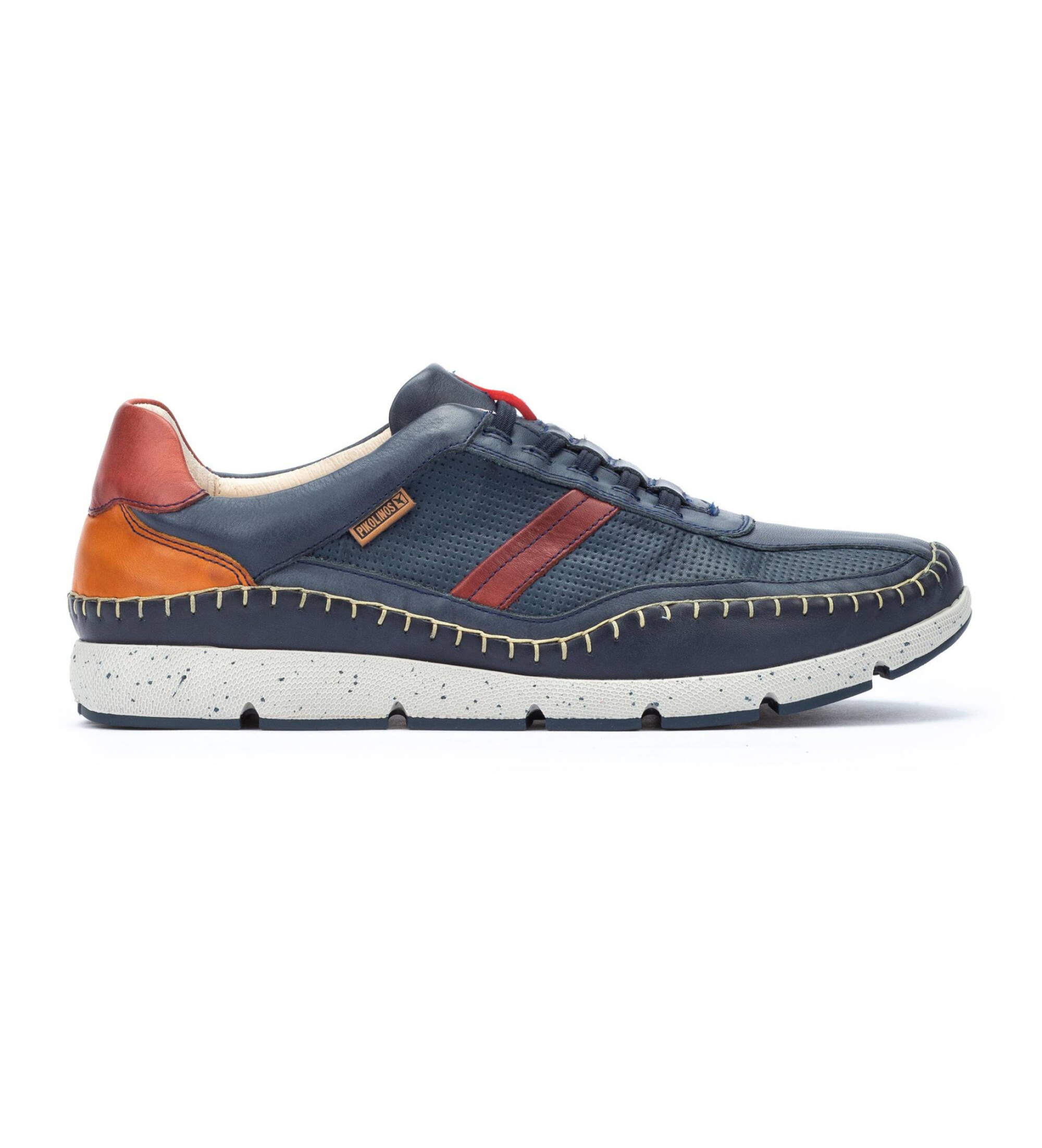 Pikolinosvoor mannen. M4U-6046C1 Marine Fuencarral Leren Sneakers (39), Leer, Blauw, Plat, Veters, Casual