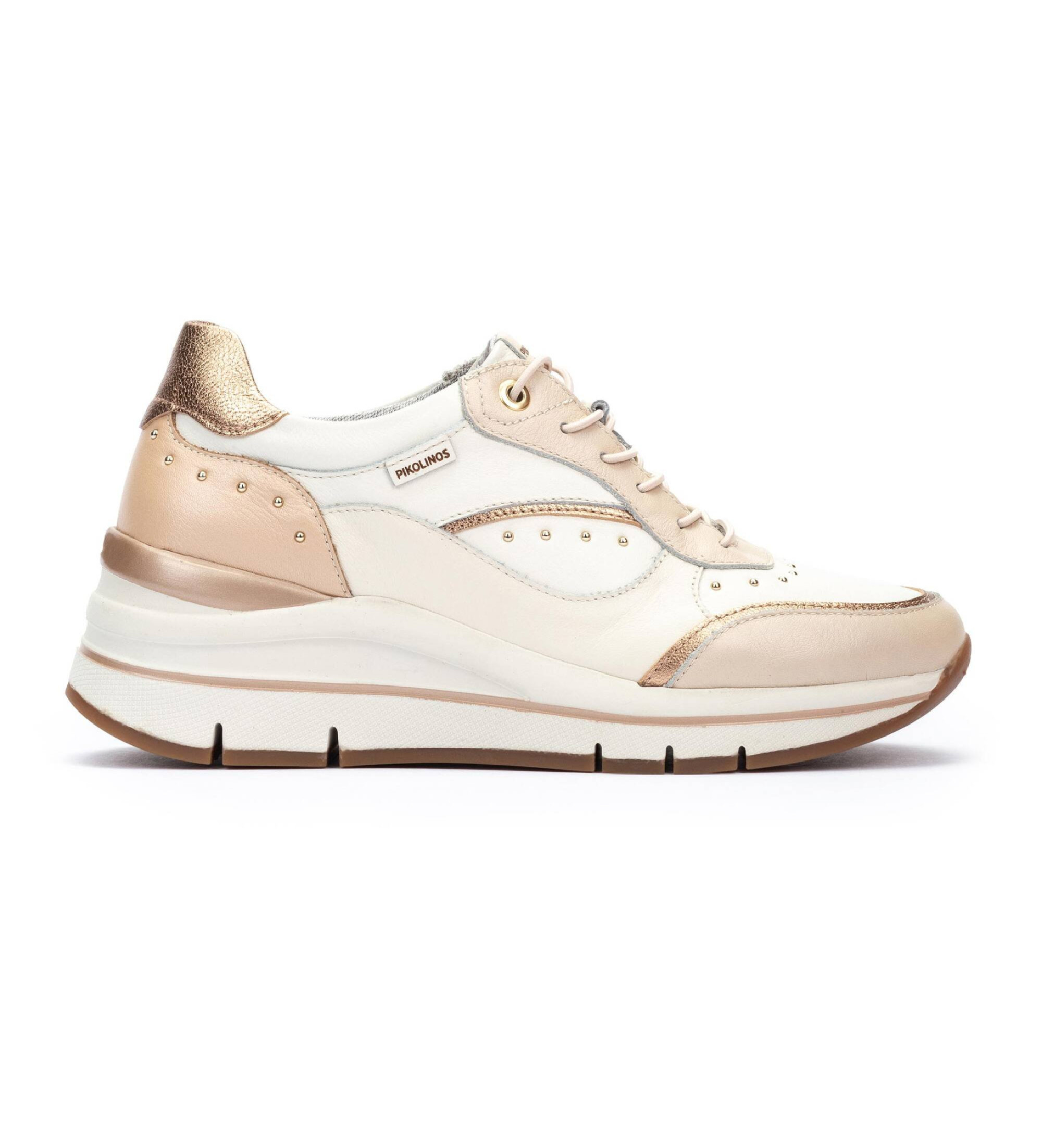 Pikolinos für Damen. W2C-6548C1 Girona beige Lederturnschuhe (41), 3 bis 5 cm, Reißverschluss, Lässig