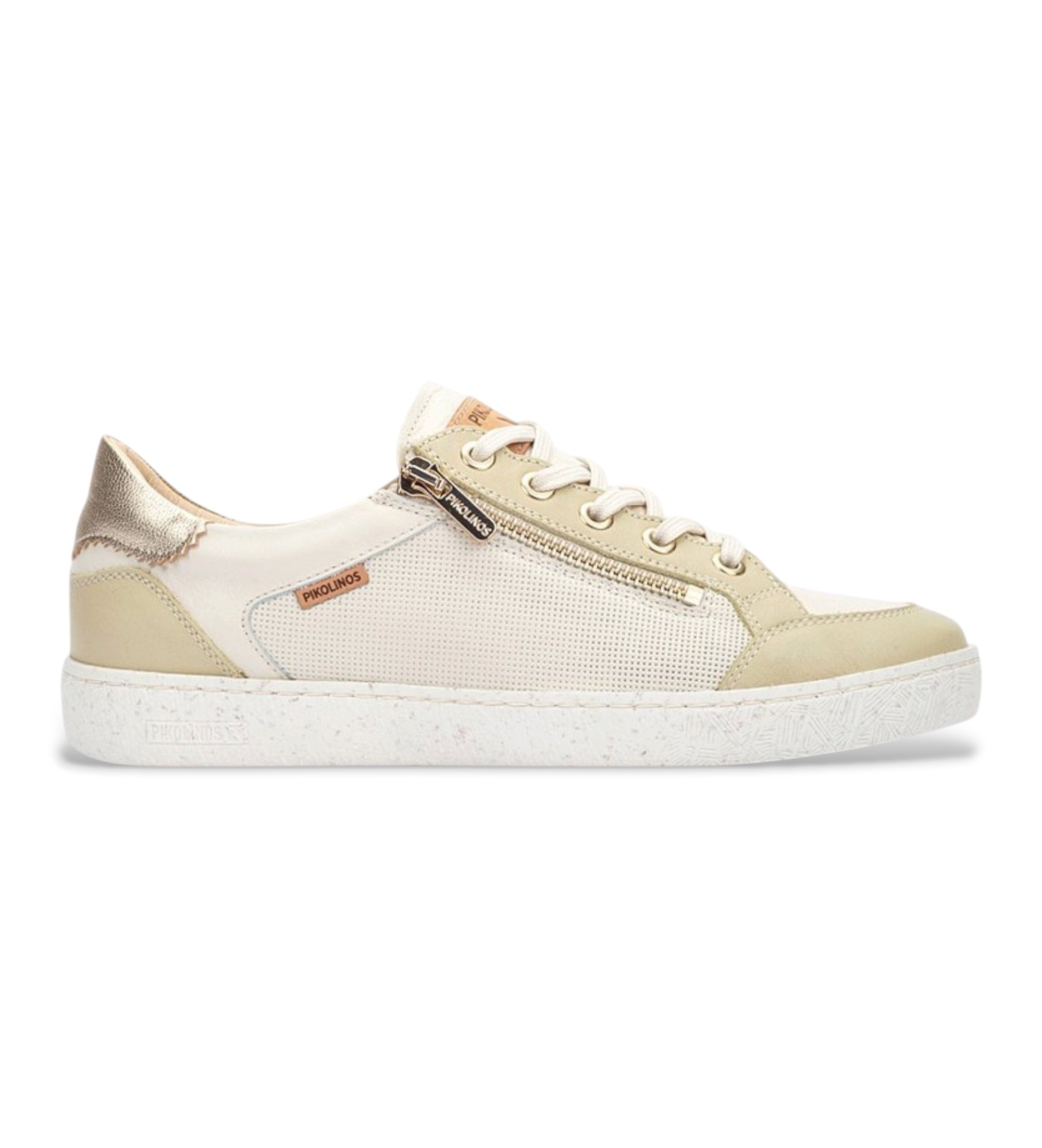 Pikolinos für Damen. W7B-6737C1 Leder Turnschuhe Lanzarote off-white (36), Weiß, Beige, Wohnung, Schnürsenkel, Reißverschluss, Lässig